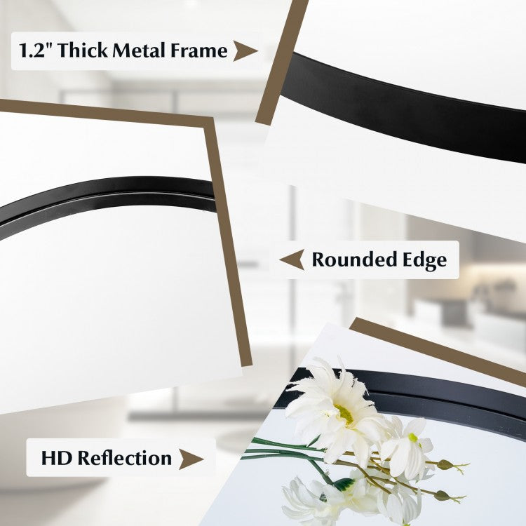Modern Irregular-Shaped Wall Mirror with Metal Frame & Easy Installation Hooks