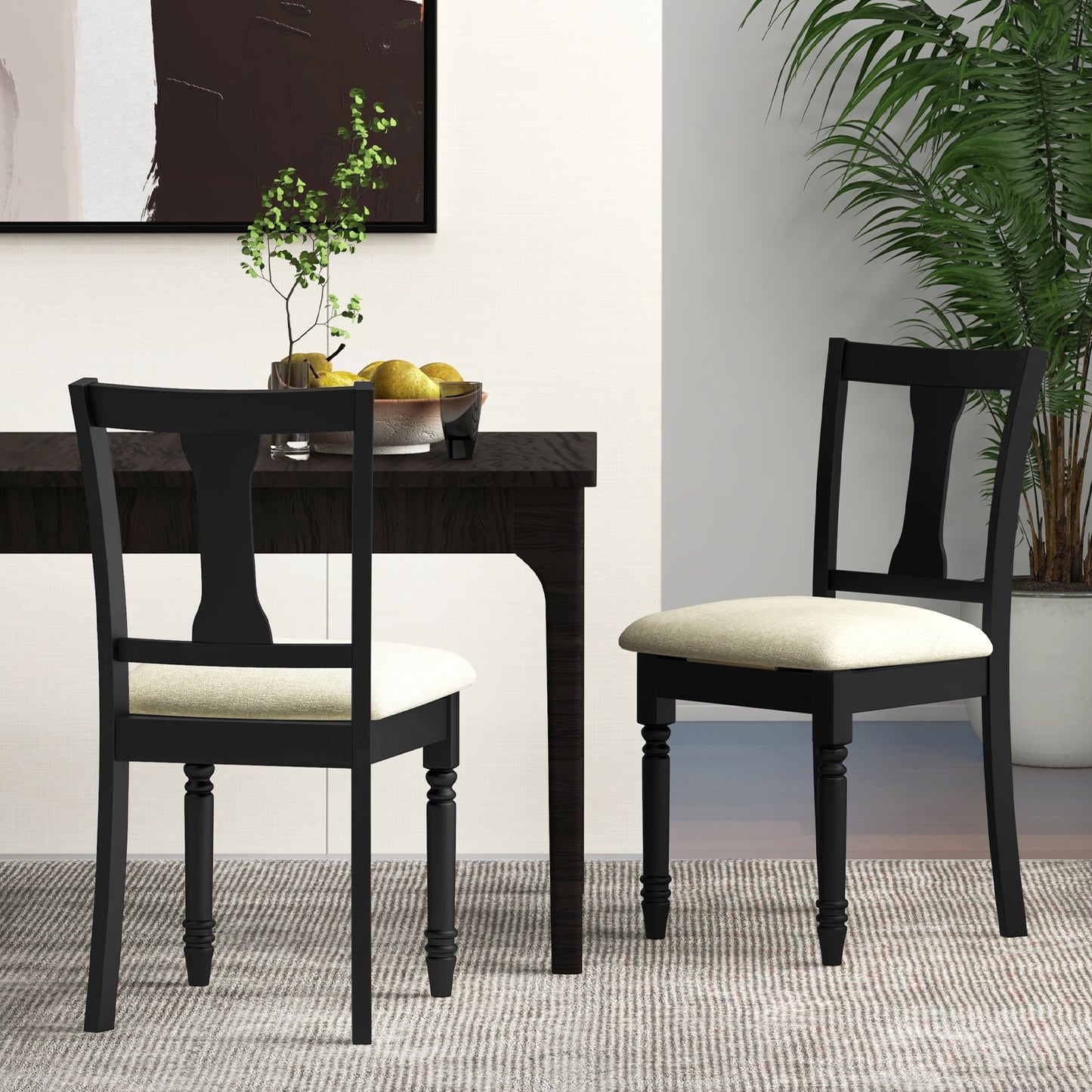 Linen Fabric Dining Chair with Hidden Storage and Comfortable Design - Black