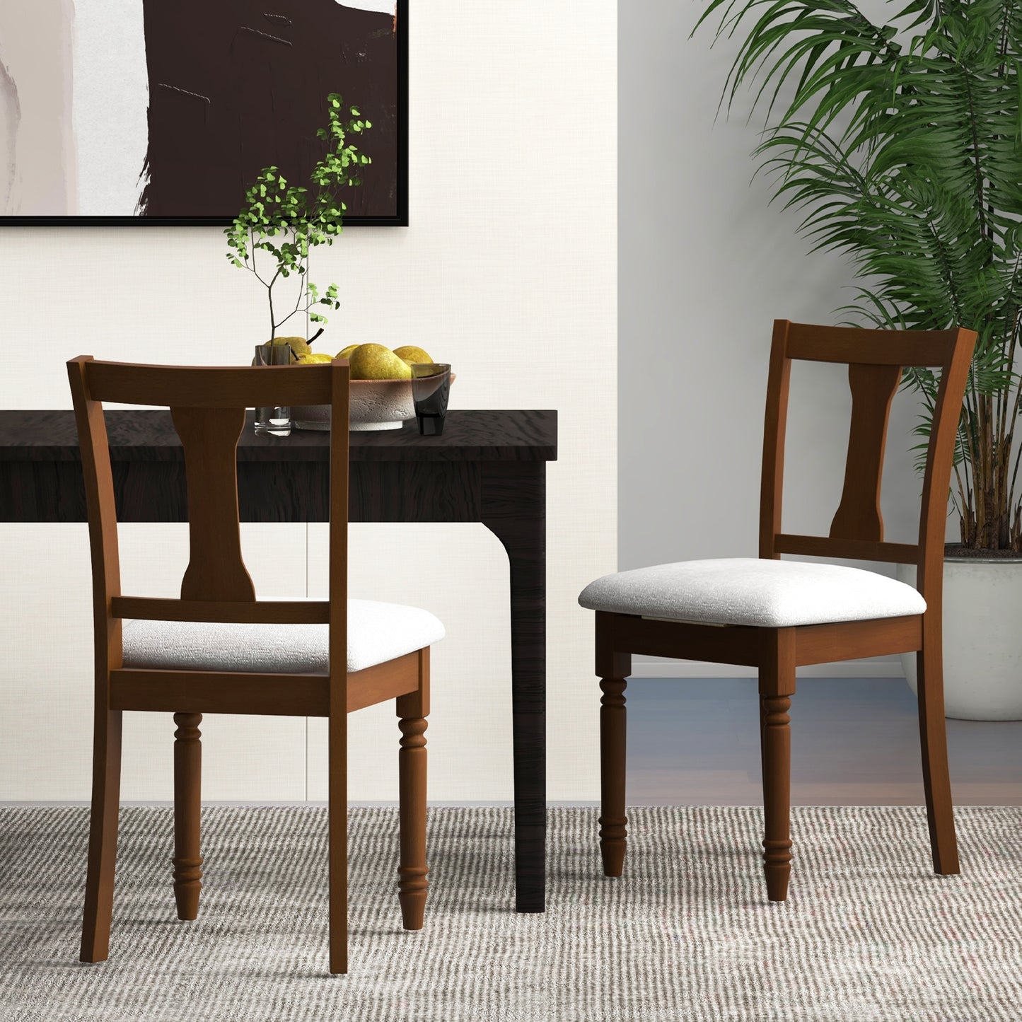 Linen Fabric Dining Chair with Hidden Storage and Comfortable Design - Brown