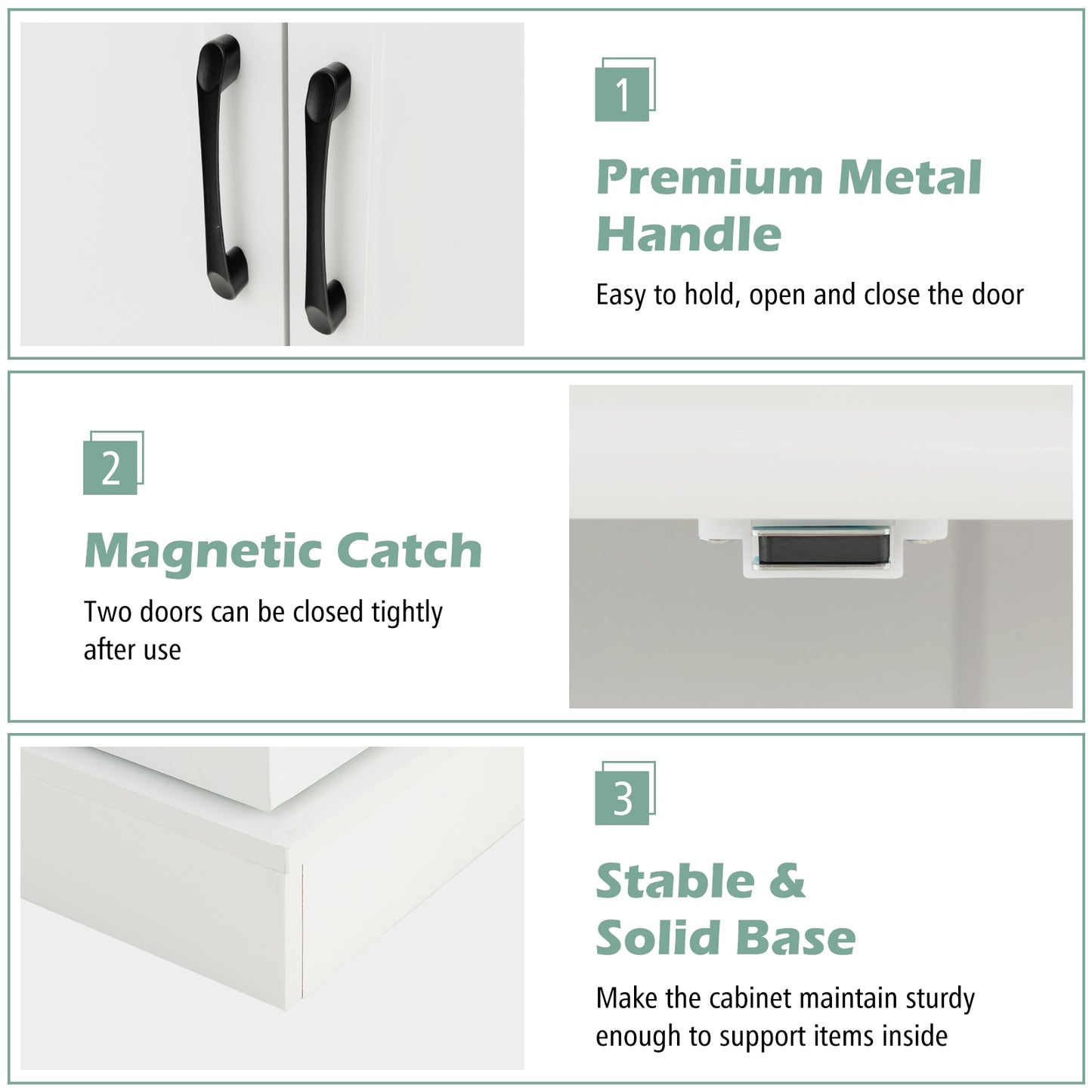 Freestanding Kitchen Sideboard Cabinet with Adjustable Shelves and 2 Door Cupboards with Safety Anchors