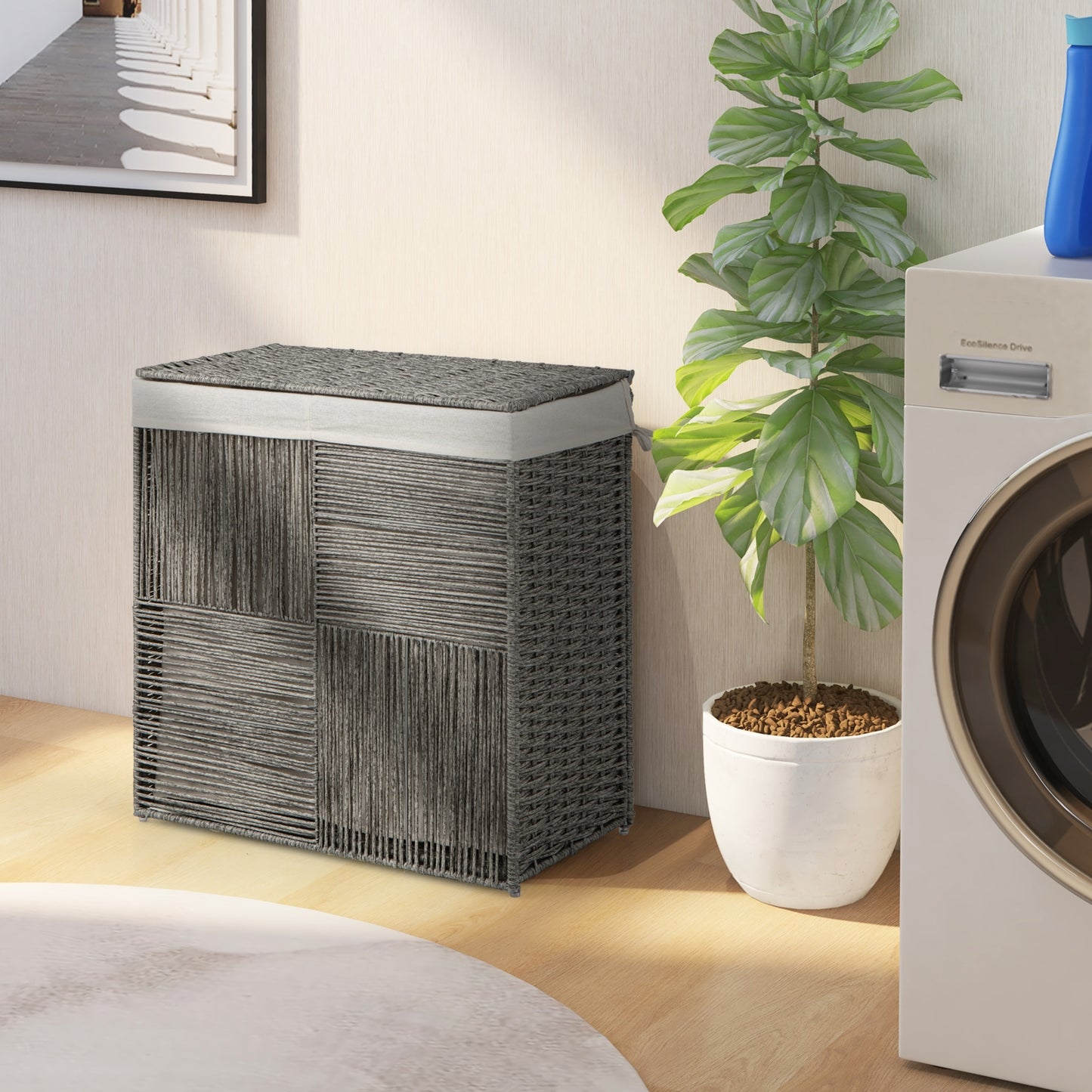 29 Gallon Hand Woven Laundry Hamper with Removable Liner Bag & Convenient Handles