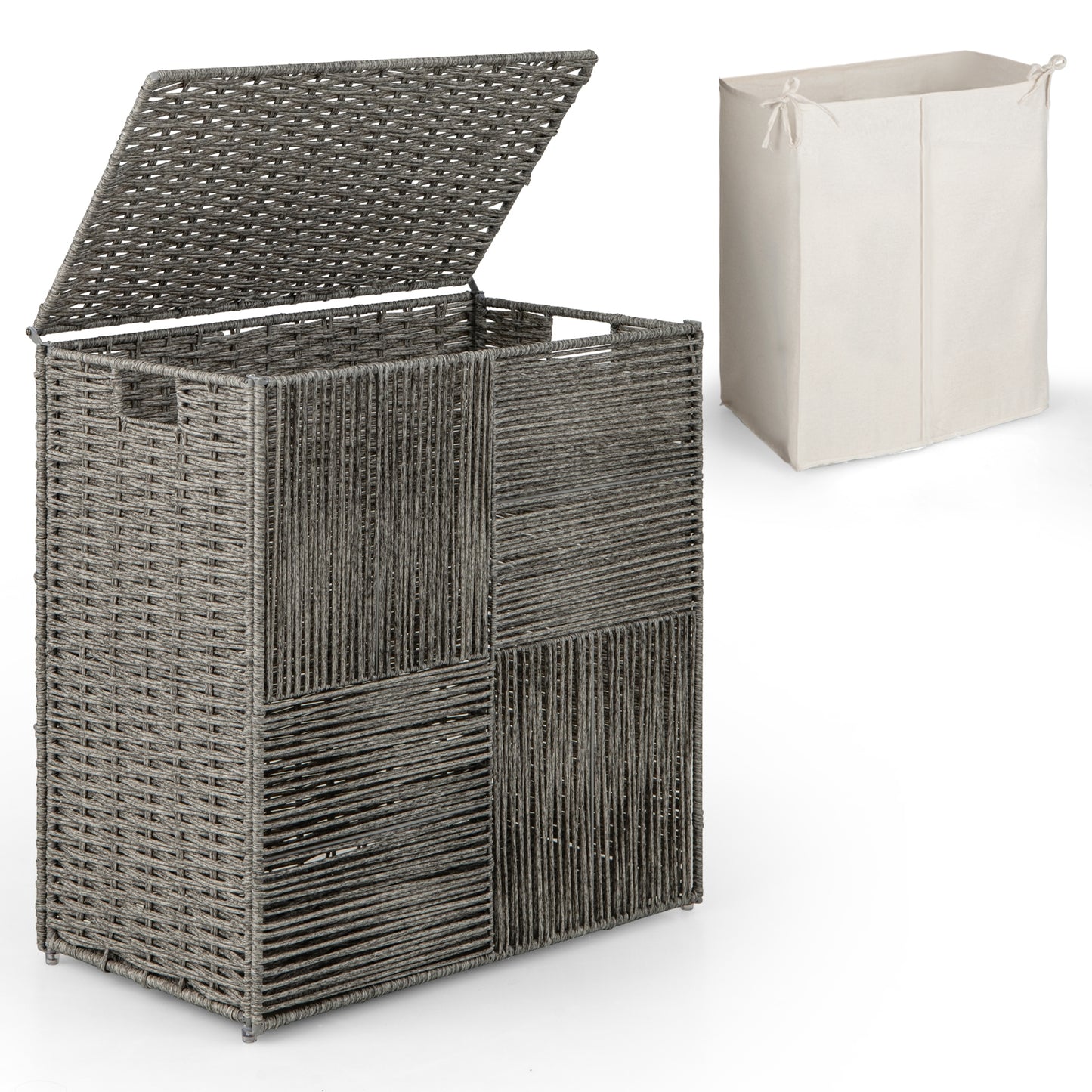 29 Gallon Hand Woven Laundry Hamper with Removable Liner Bag & Convenient Handles