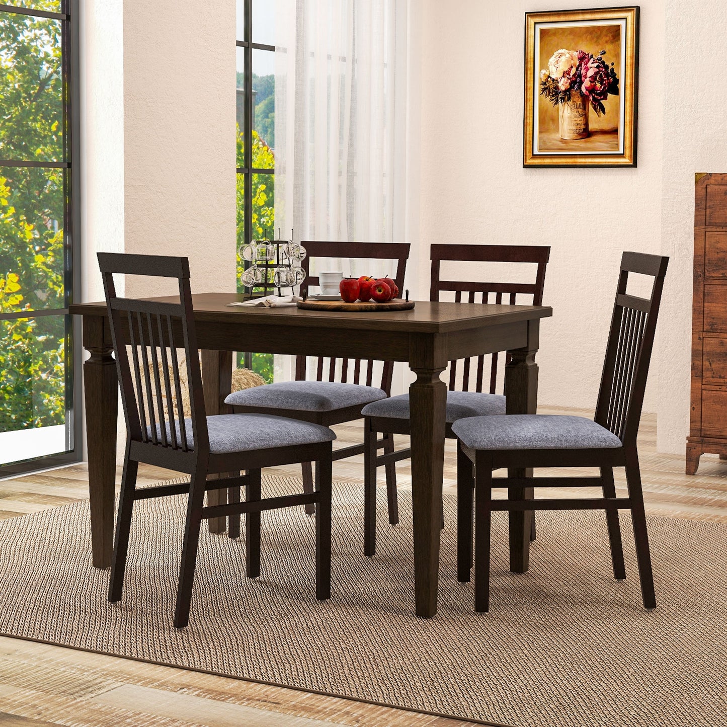 Set of 2 Upholstered Dining Chairs with Comfortable Cushioned Seat