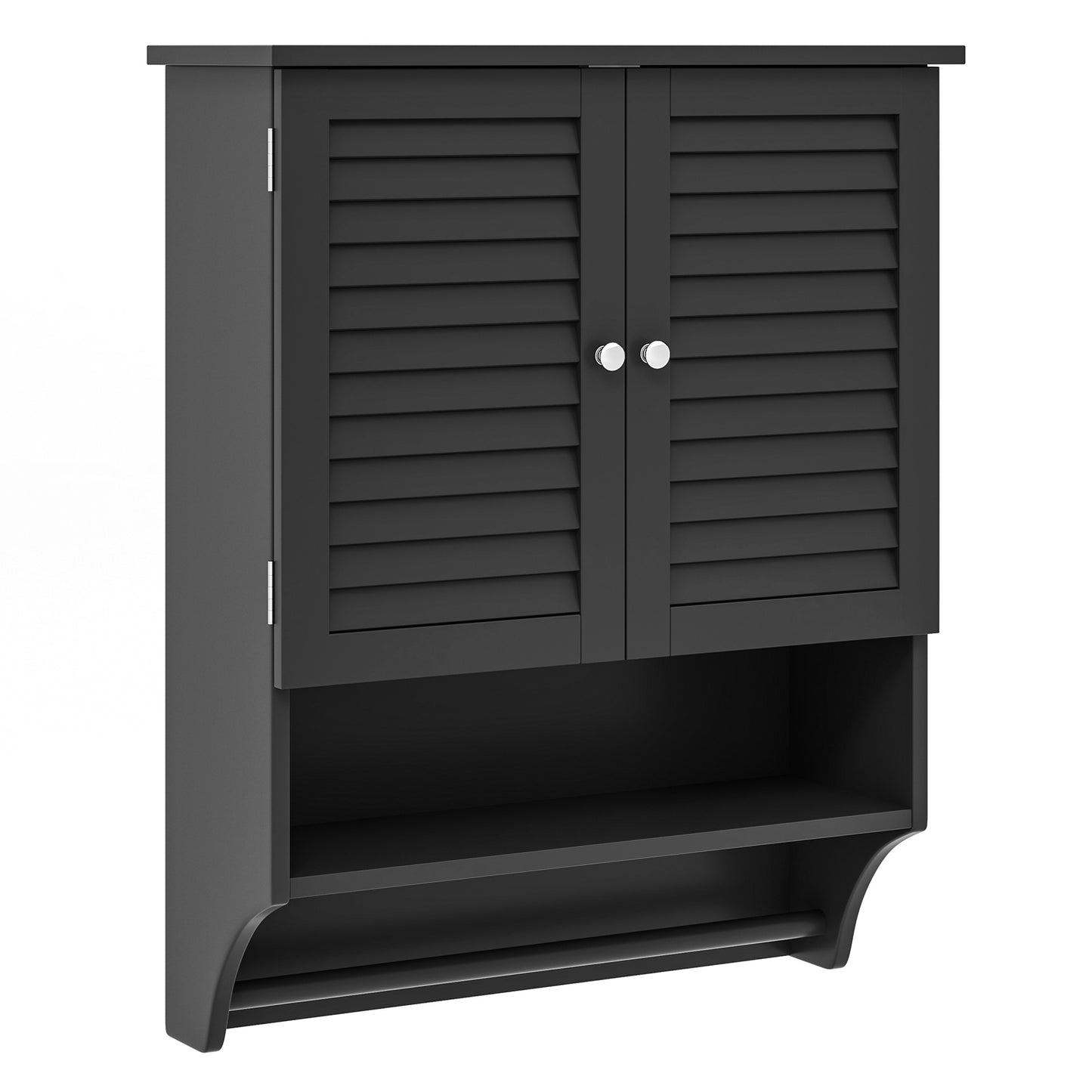 Wall-Mounted Bathroom Medicine Cabinet with 2 Doors, Adjustable Shelf & Towel Bar