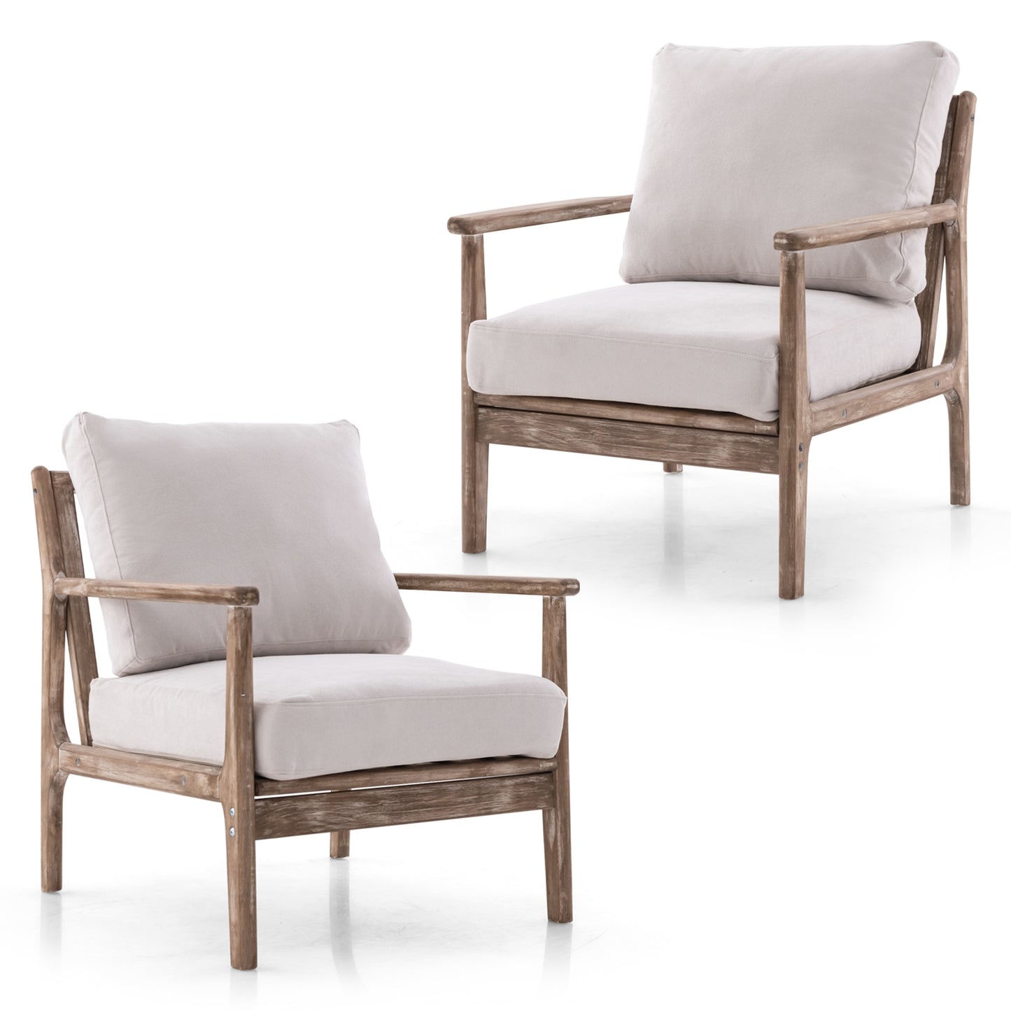 Linen Upholstered Accent Chair with Wooden Frame and Ergonomic Armrests