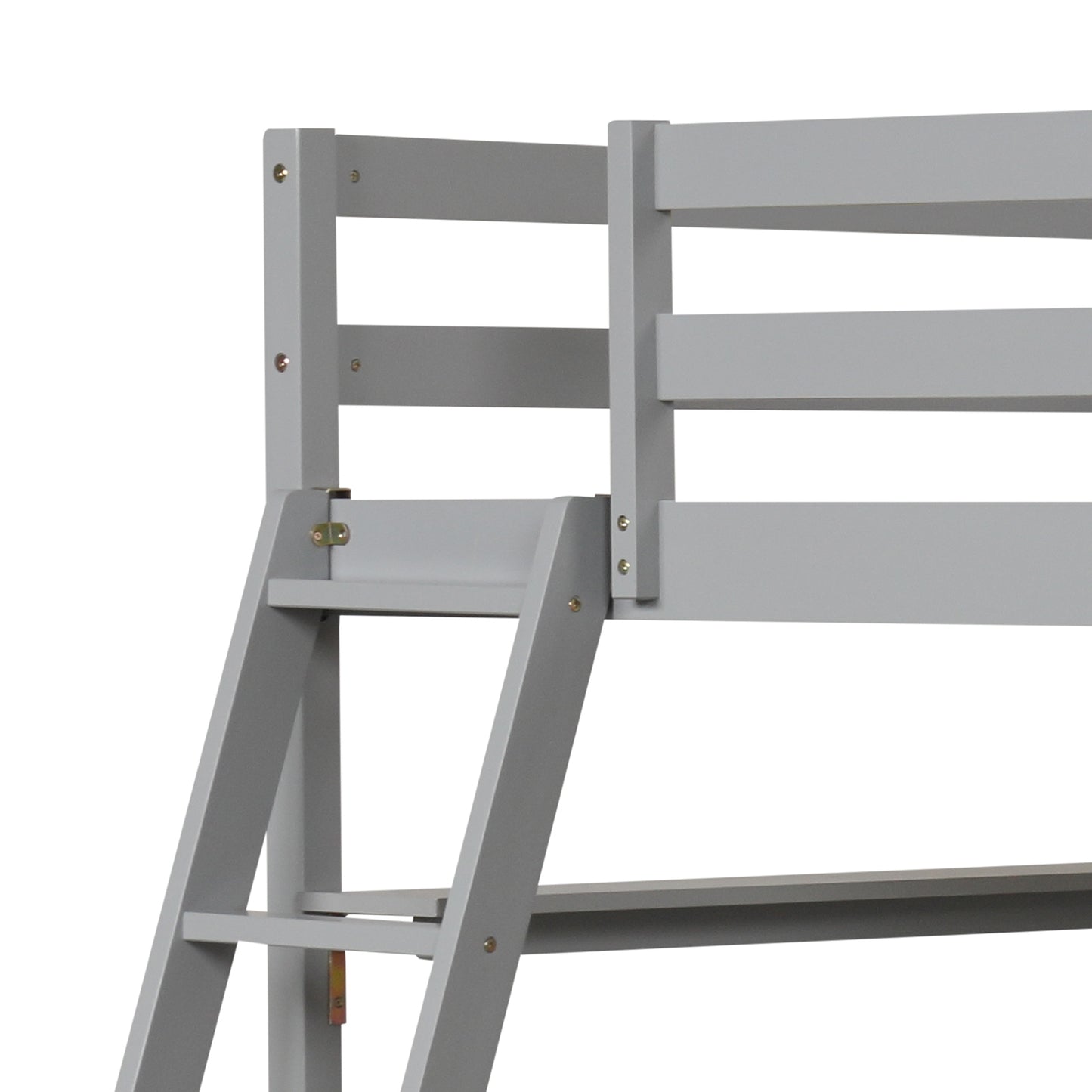 Solid Wood Twin Loft Bed with Desk and Storage Shelves for Kids and Teens - Grey