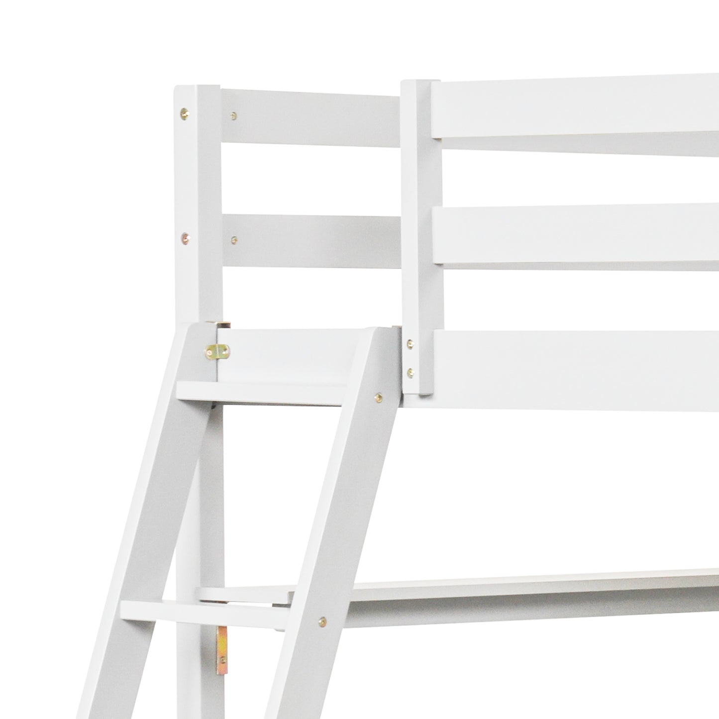 Solid Wood Twin Loft Bed with Desk and Storage Shelves for Kids and Teens - White