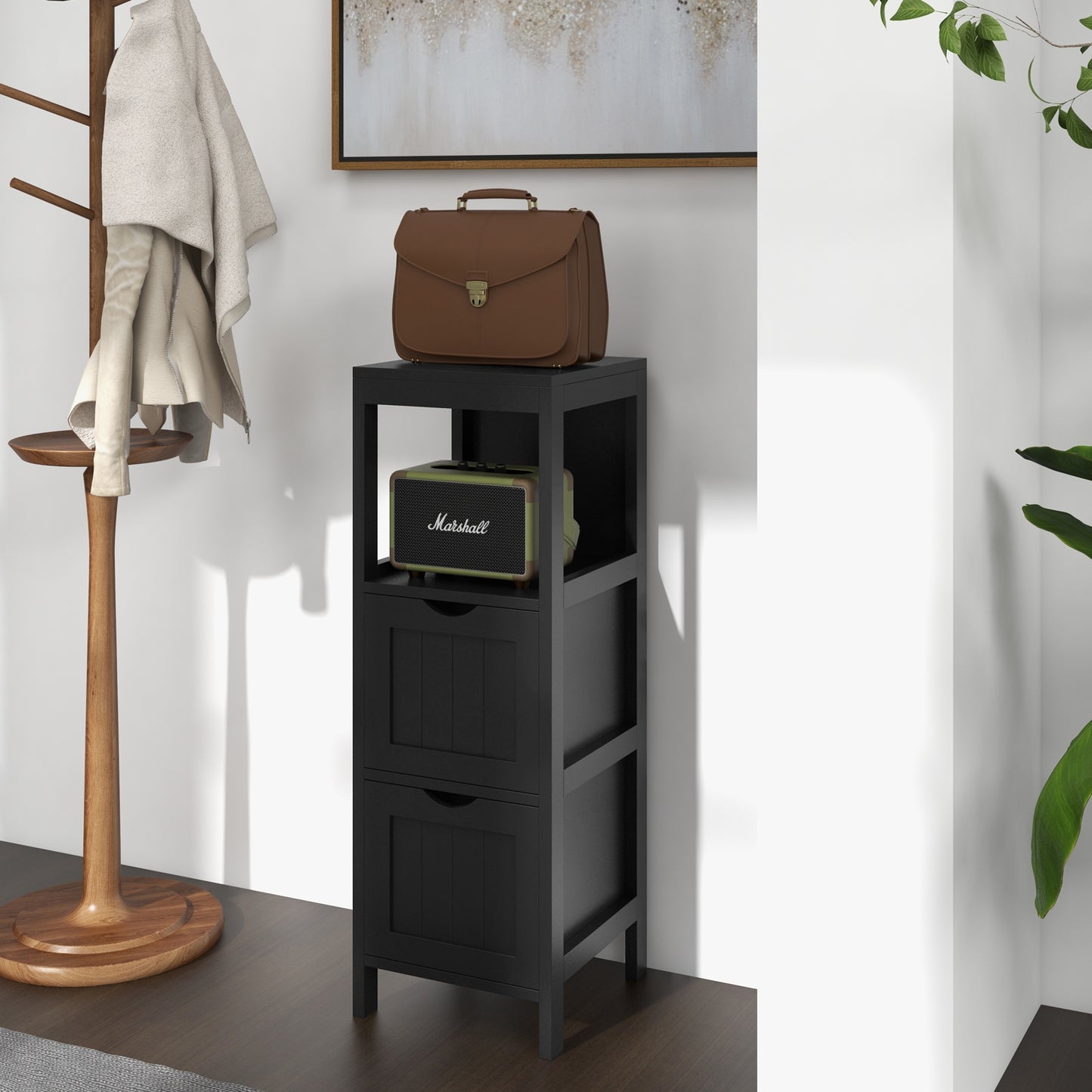 Freestanding Bathroom Storage Cabinet with 2 Removable Drawers & Open Shelf