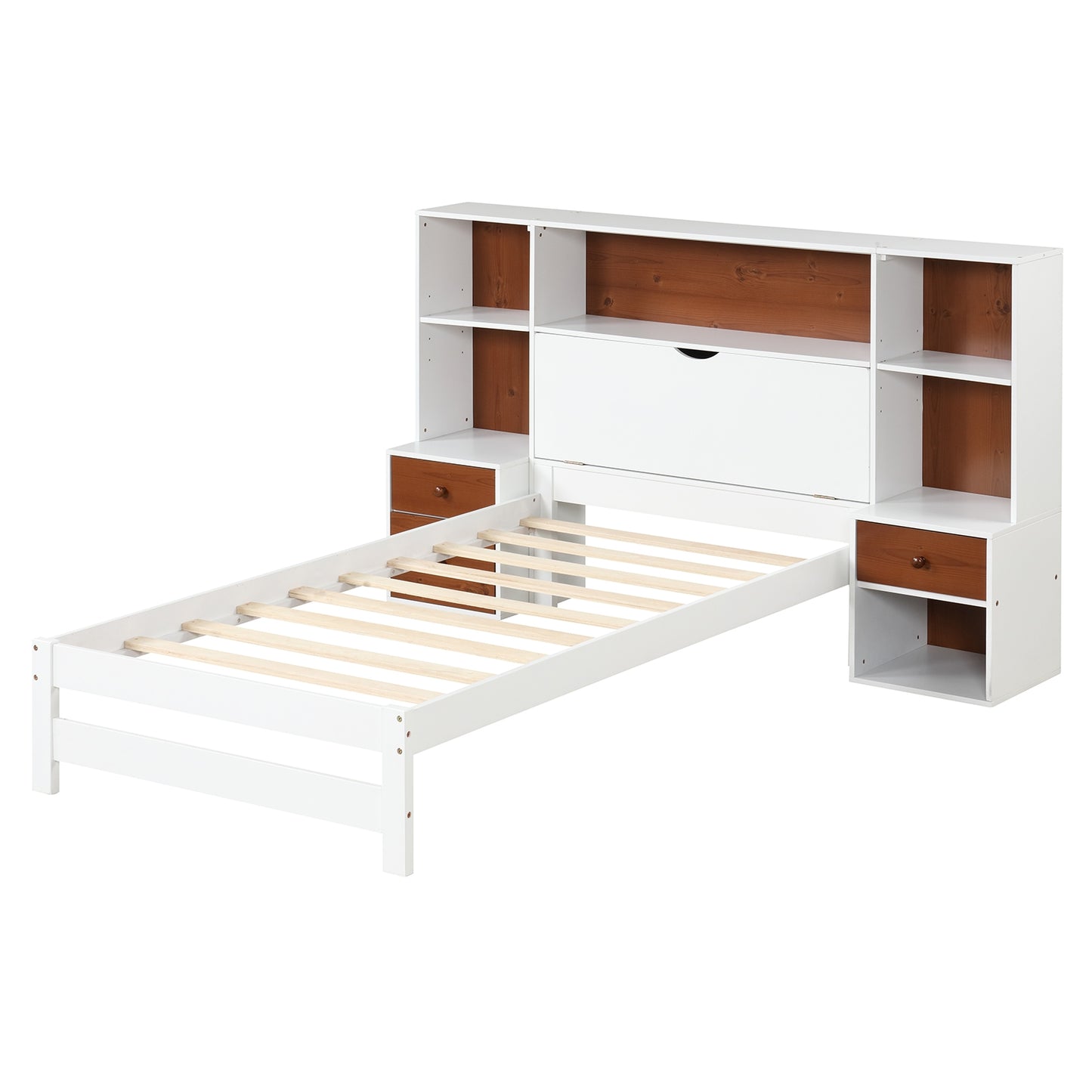 3-in-1 Twin Bed Frame with Storage Headboard and Nightstands – Spacious Storage Solution