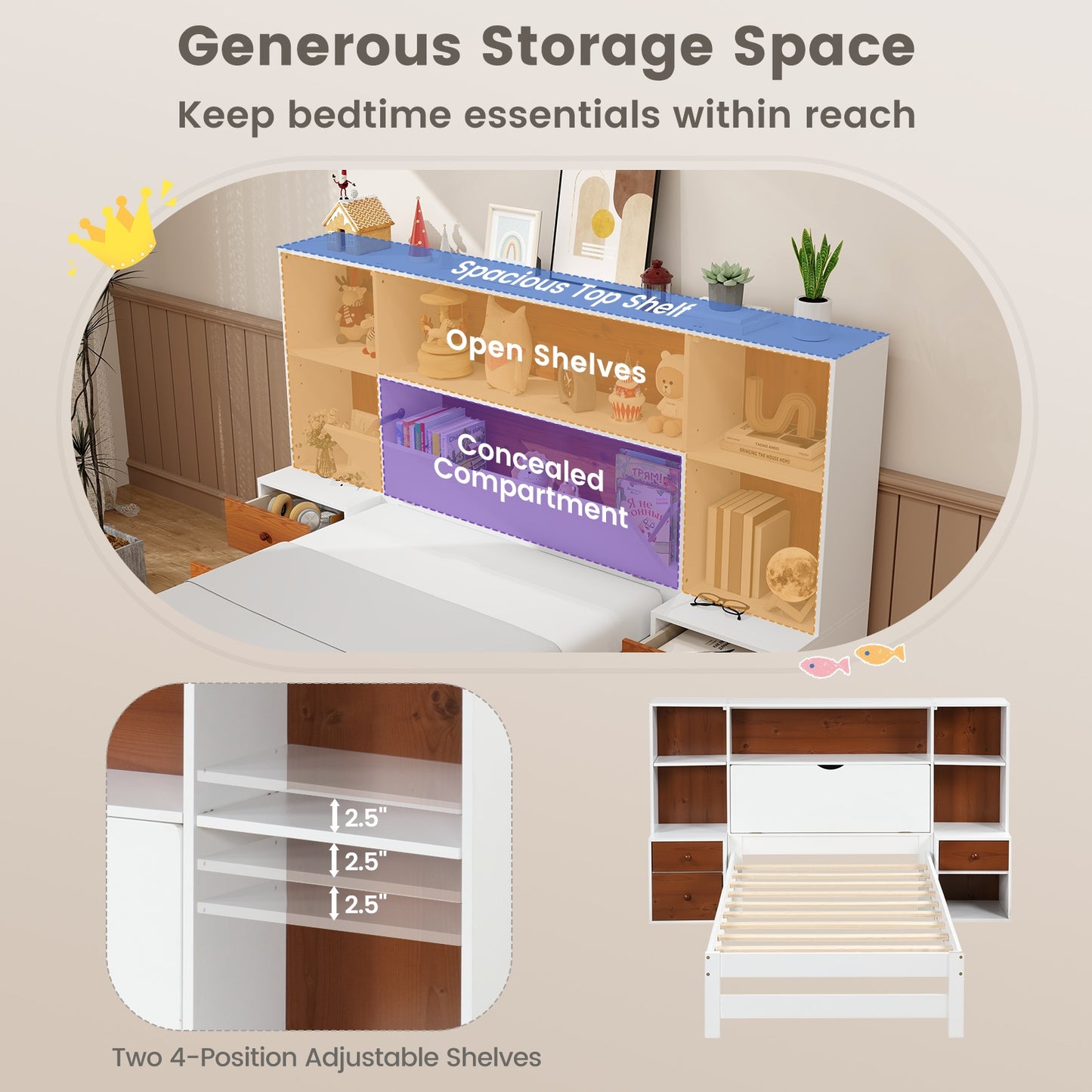 3-in-1 Twin Bed Frame with Storage Headboard and Nightstands – Spacious Storage Solution