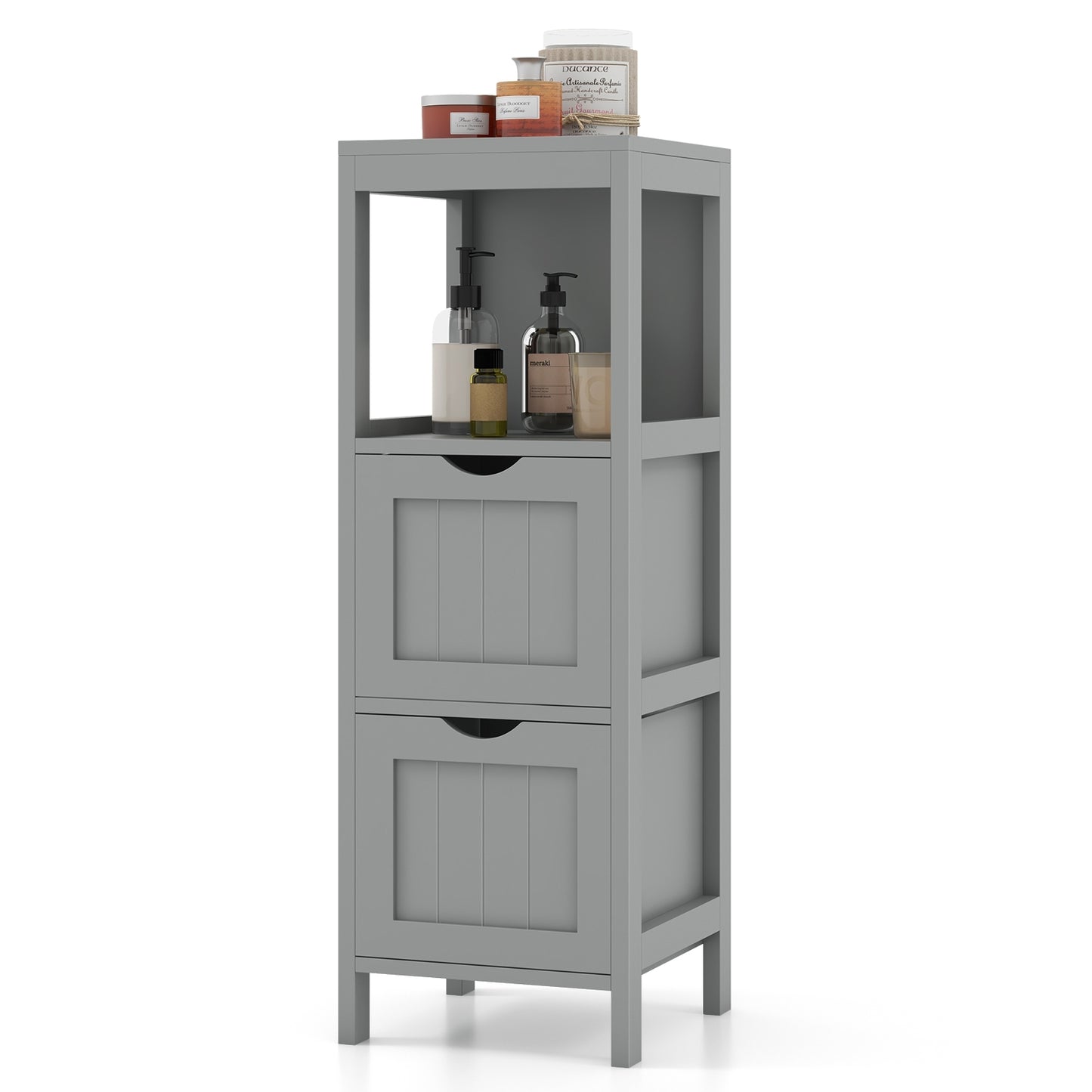 Freestanding Bathroom Storage Cabinet with 2 Removable Drawers & Open Shelf