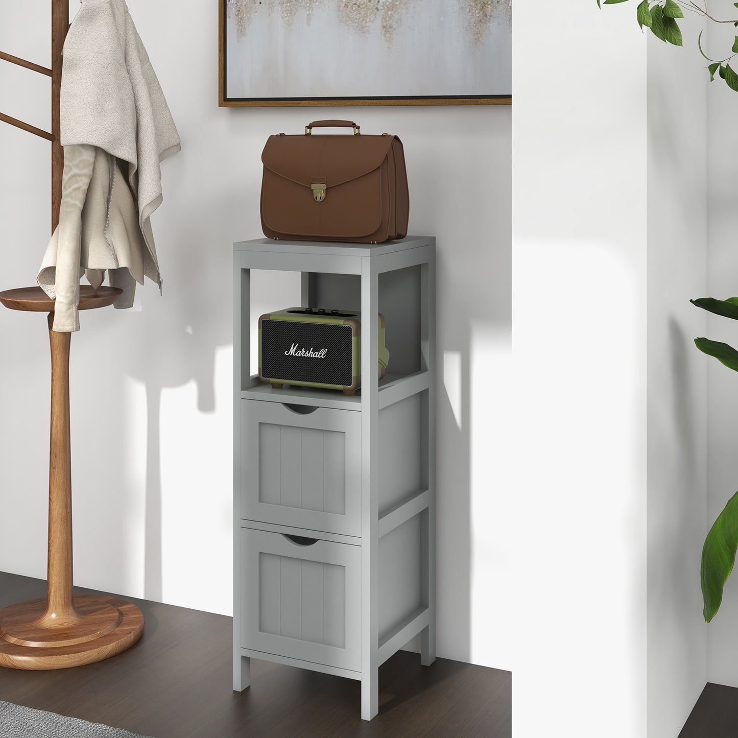 Freestanding Bathroom Storage Cabinet with 2 Removable Drawers & Open Shelf