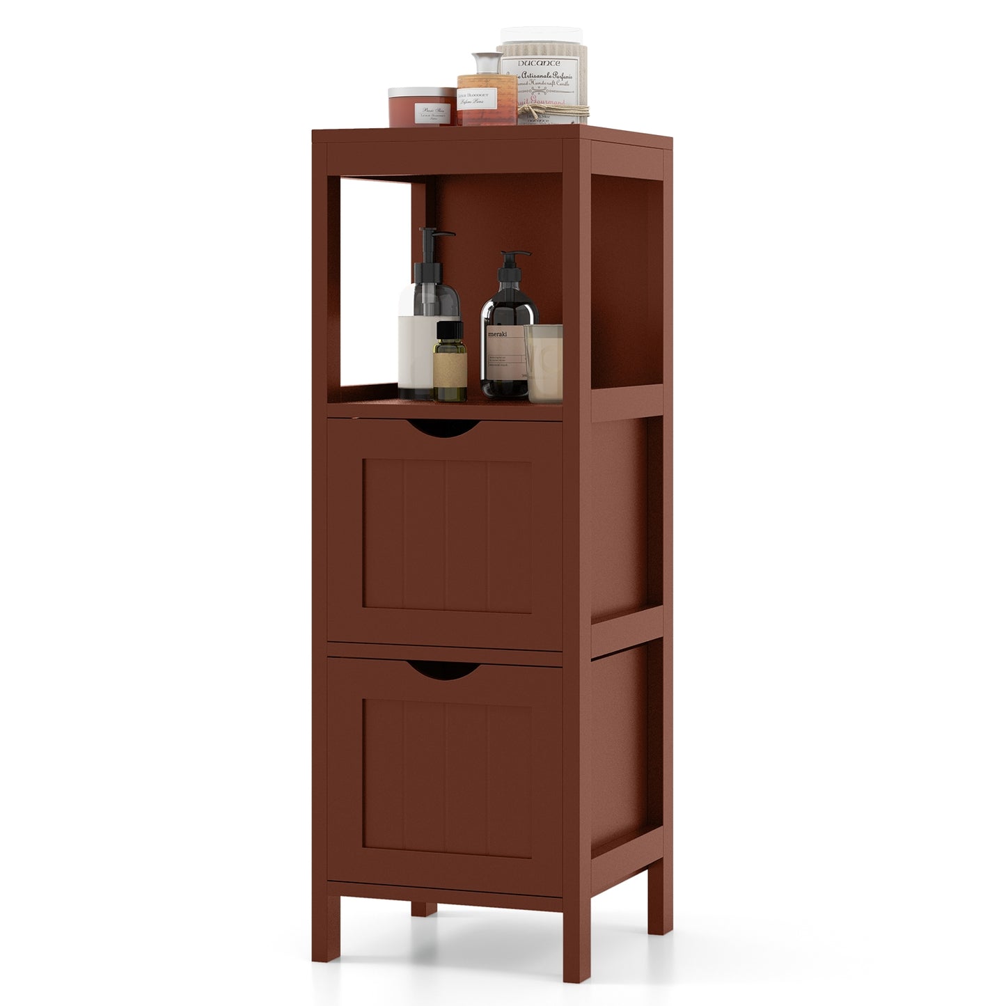 Freestanding Bathroom Storage Cabinet with 2 Removable Drawers & Open Shelf