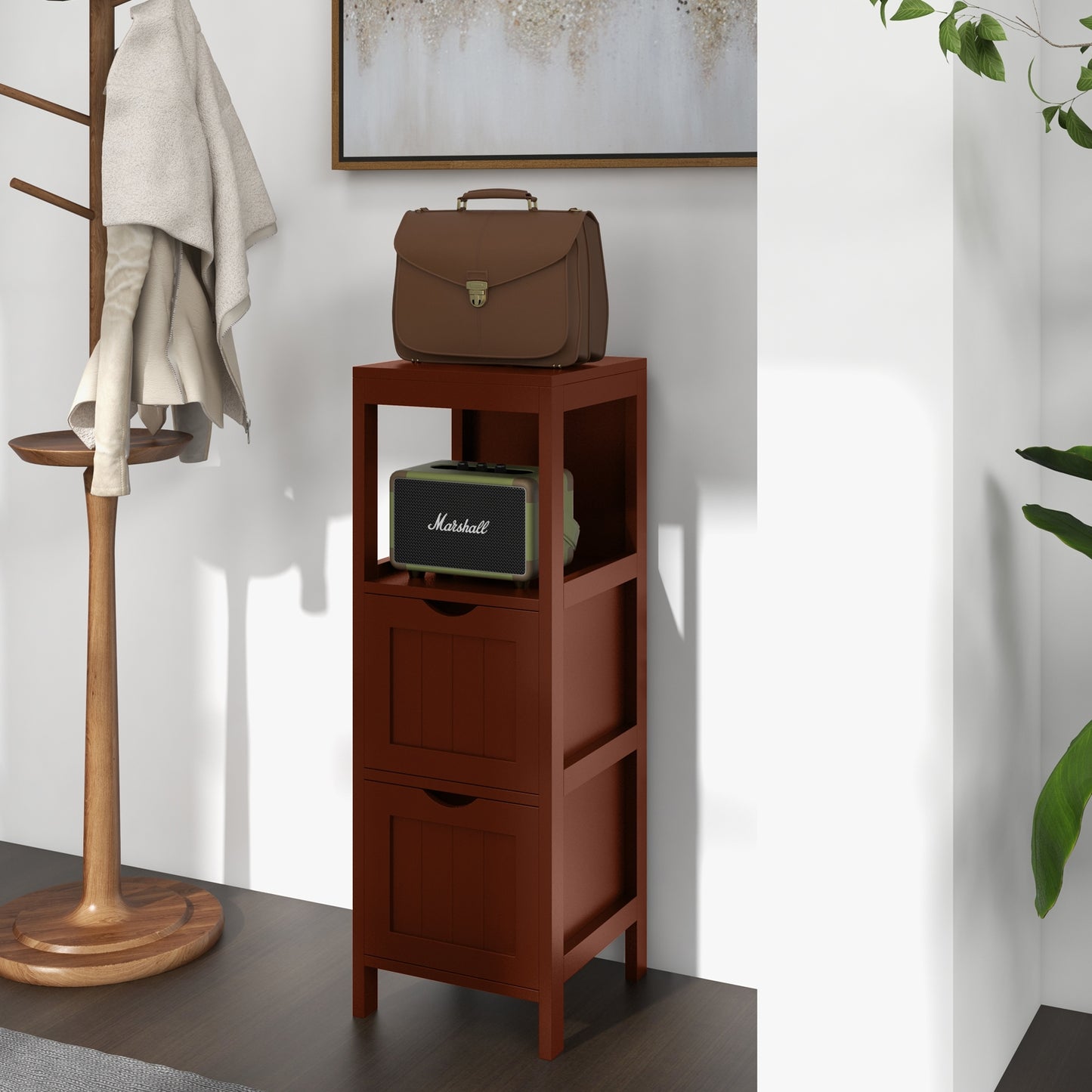 Freestanding Bathroom Storage Cabinet with 2 Removable Drawers & Open Shelf