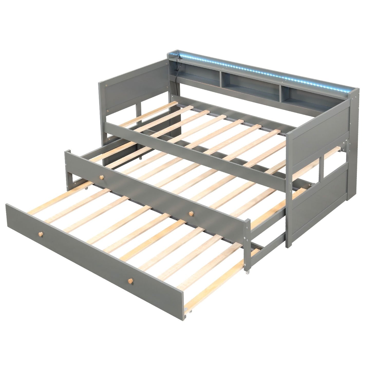 Twin XL Platform Daybed with Storage, Dual Trundles and App-Controlled LED Light