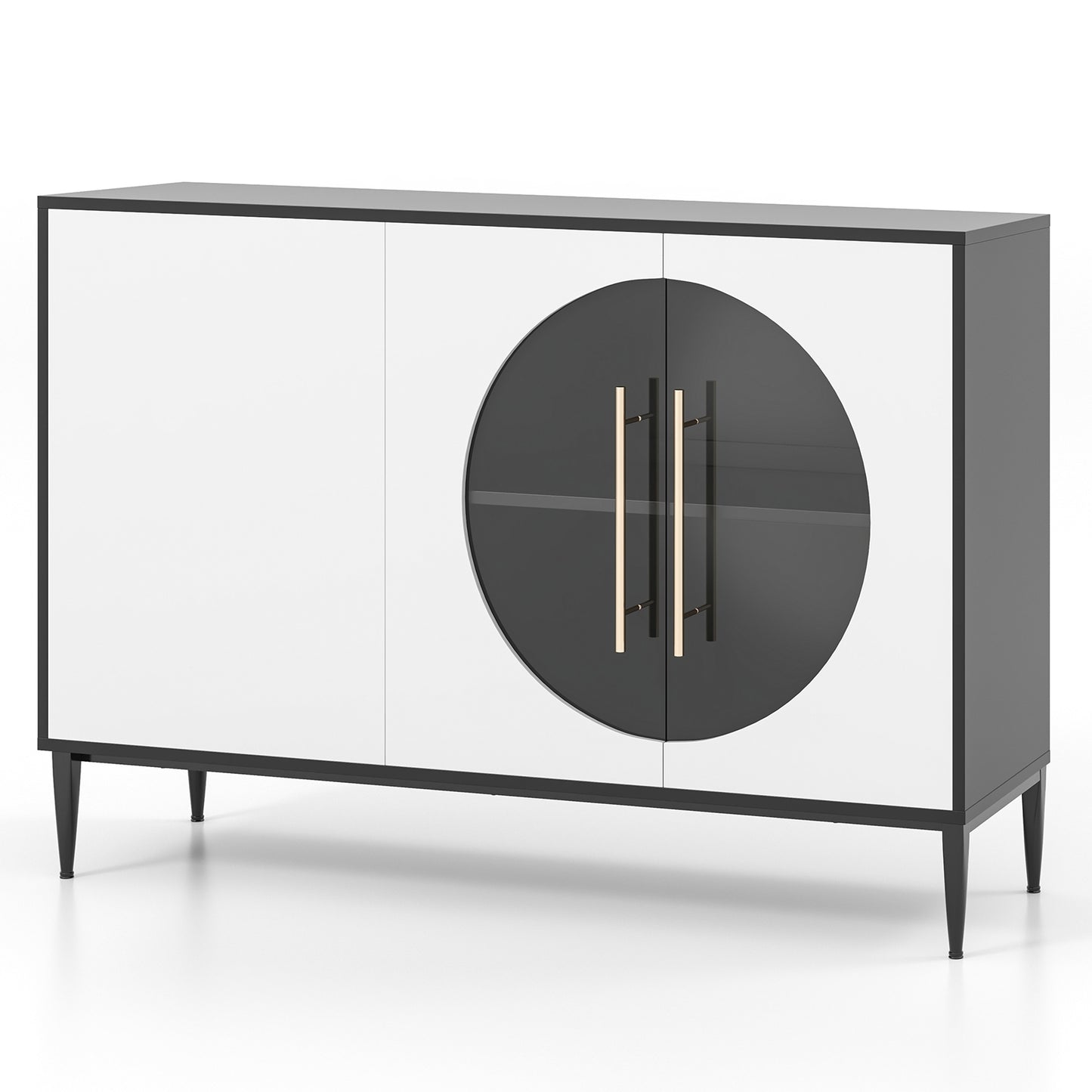 Elegant Sideboard Cabinet with Durable Tempered Glass and Adjustable Storage for Home and Kitchen