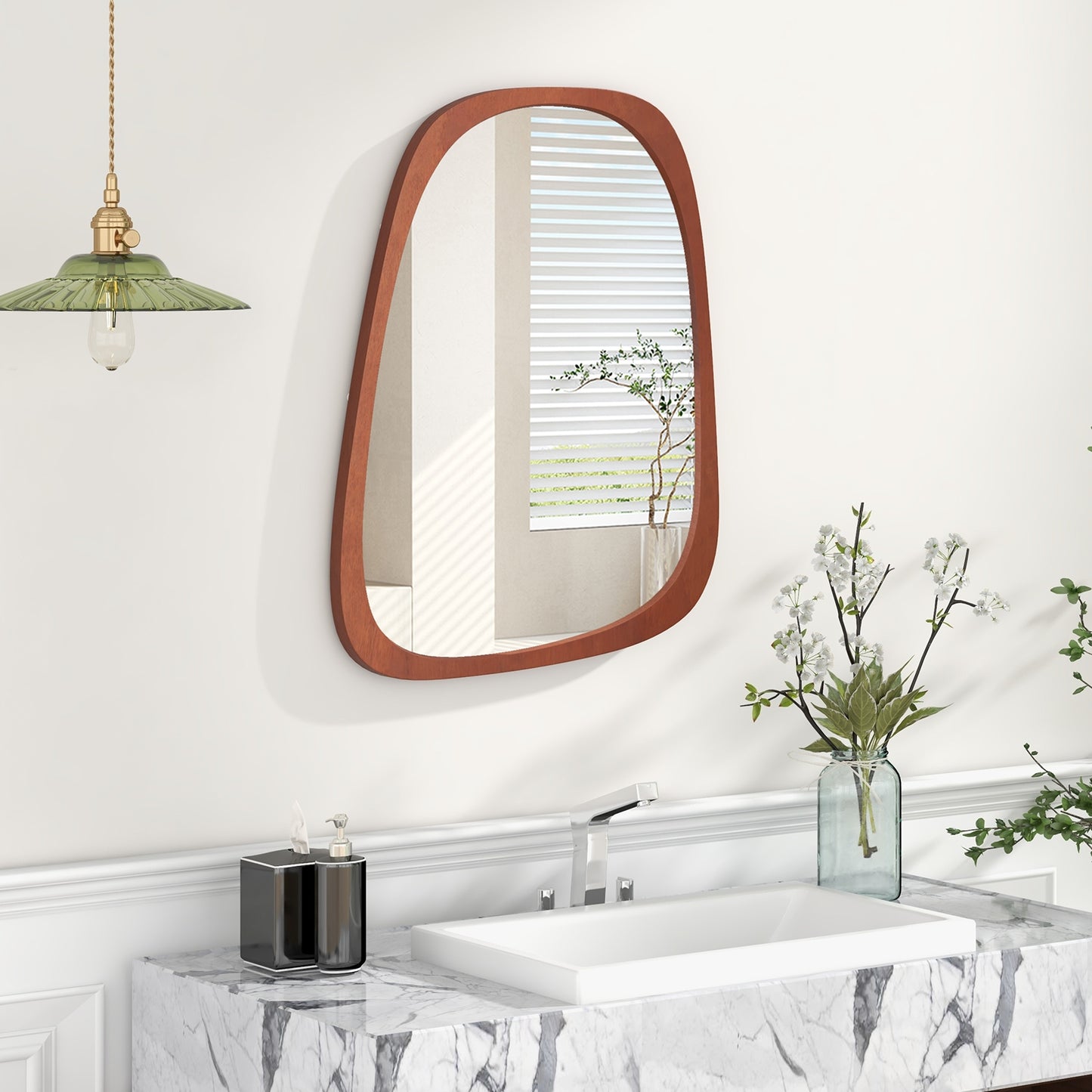 Rustic Asymmetrical Abstract Wall Mirror with Unique Irregular Frame
