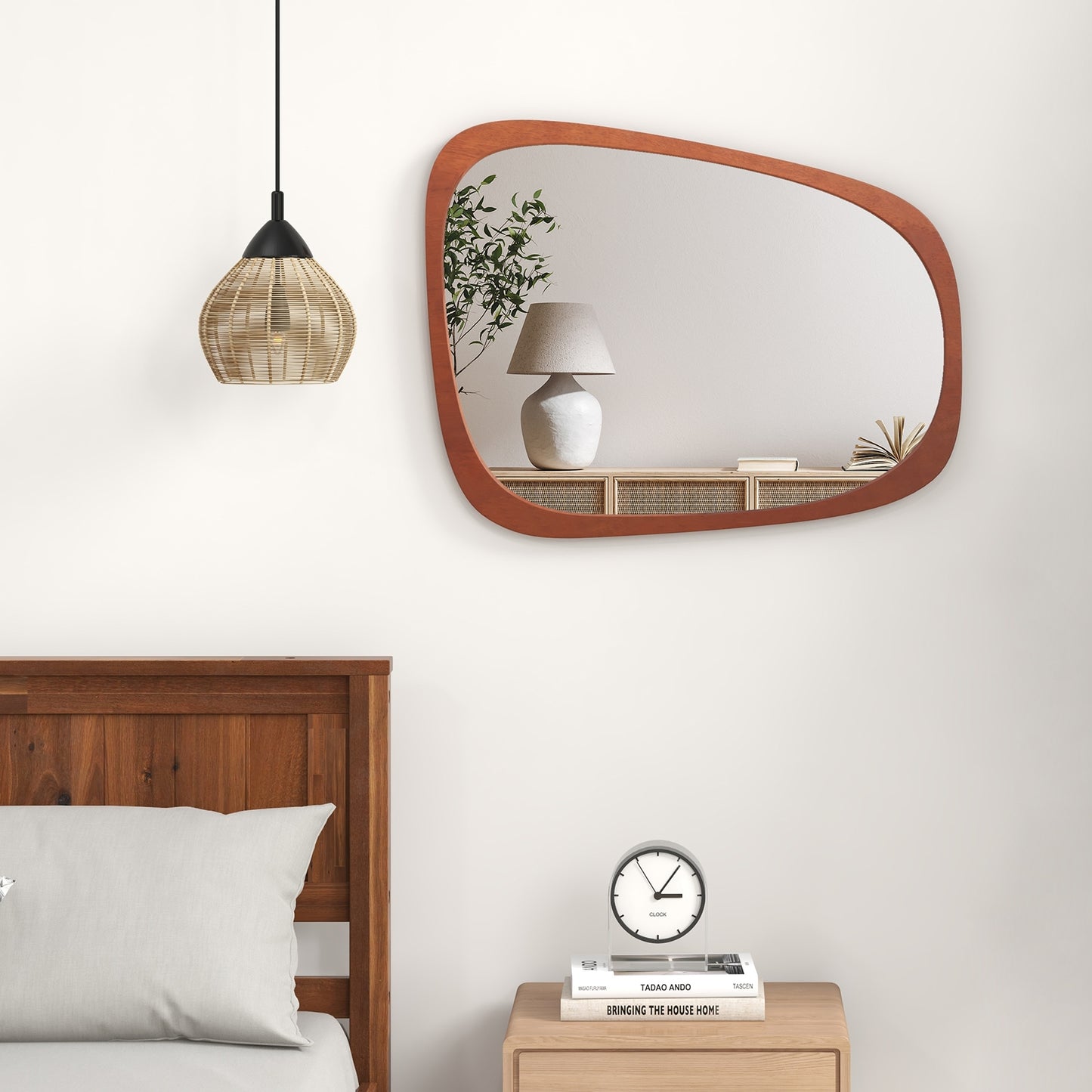 Rustic Asymmetrical Abstract Wall Mirror with Unique Irregular Frame