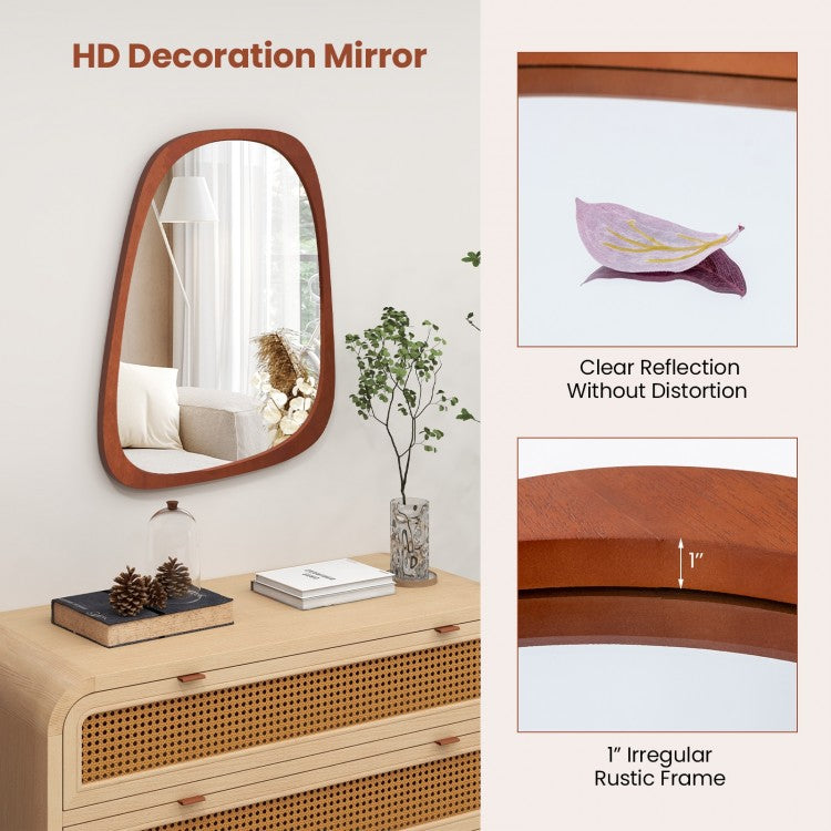 Rustic Asymmetrical Abstract Wall Mirror with Unique Irregular Frame