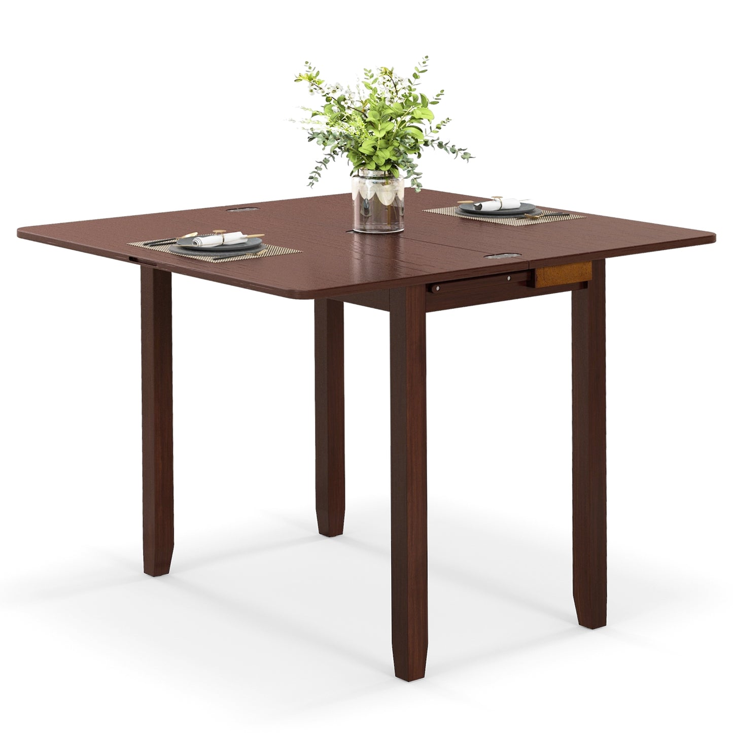 Mid Century Extendable Dining Table with Hidden Storage for Small Spaces