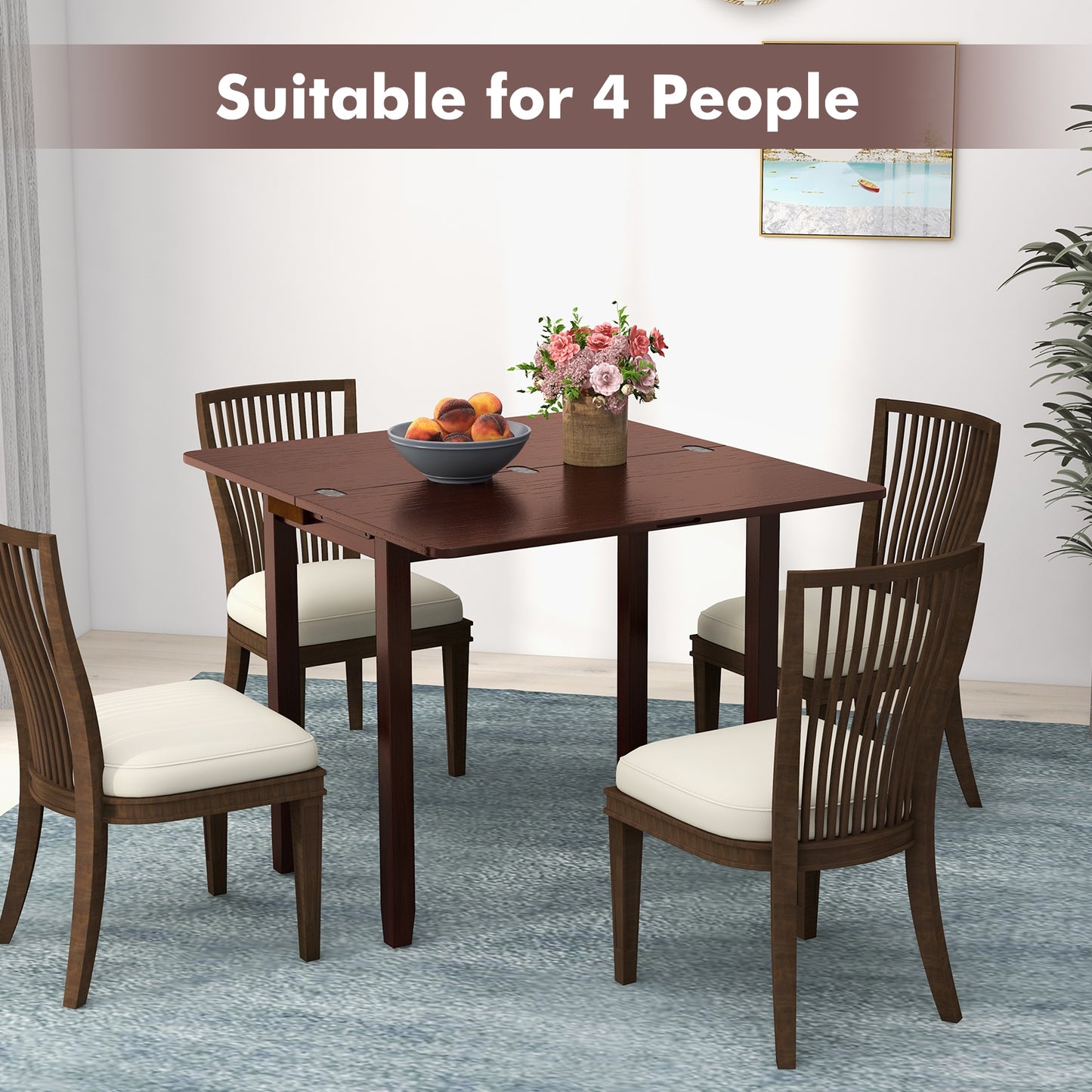 Mid Century Extendable Dining Table with Hidden Storage for Small Spaces