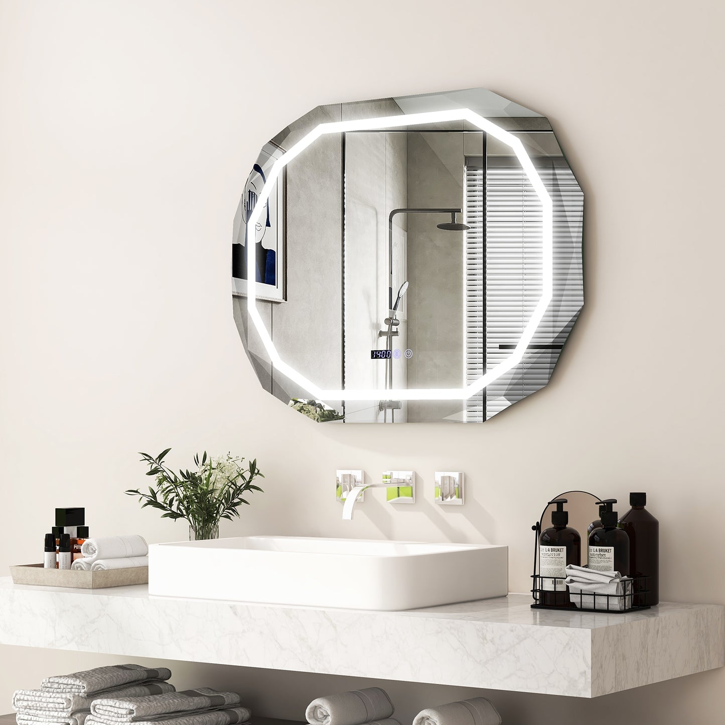 Smart Anti-Fog Bathroom Mirror with 3 LED Light Modes and Memory Function