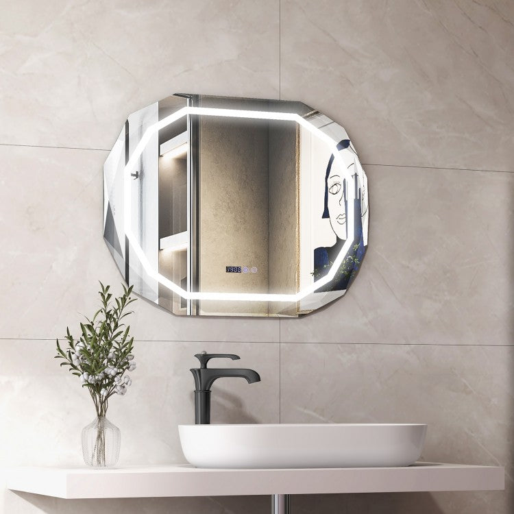 Smart Anti-Fog Bathroom Mirror with 3 LED Light Modes and Memory Function