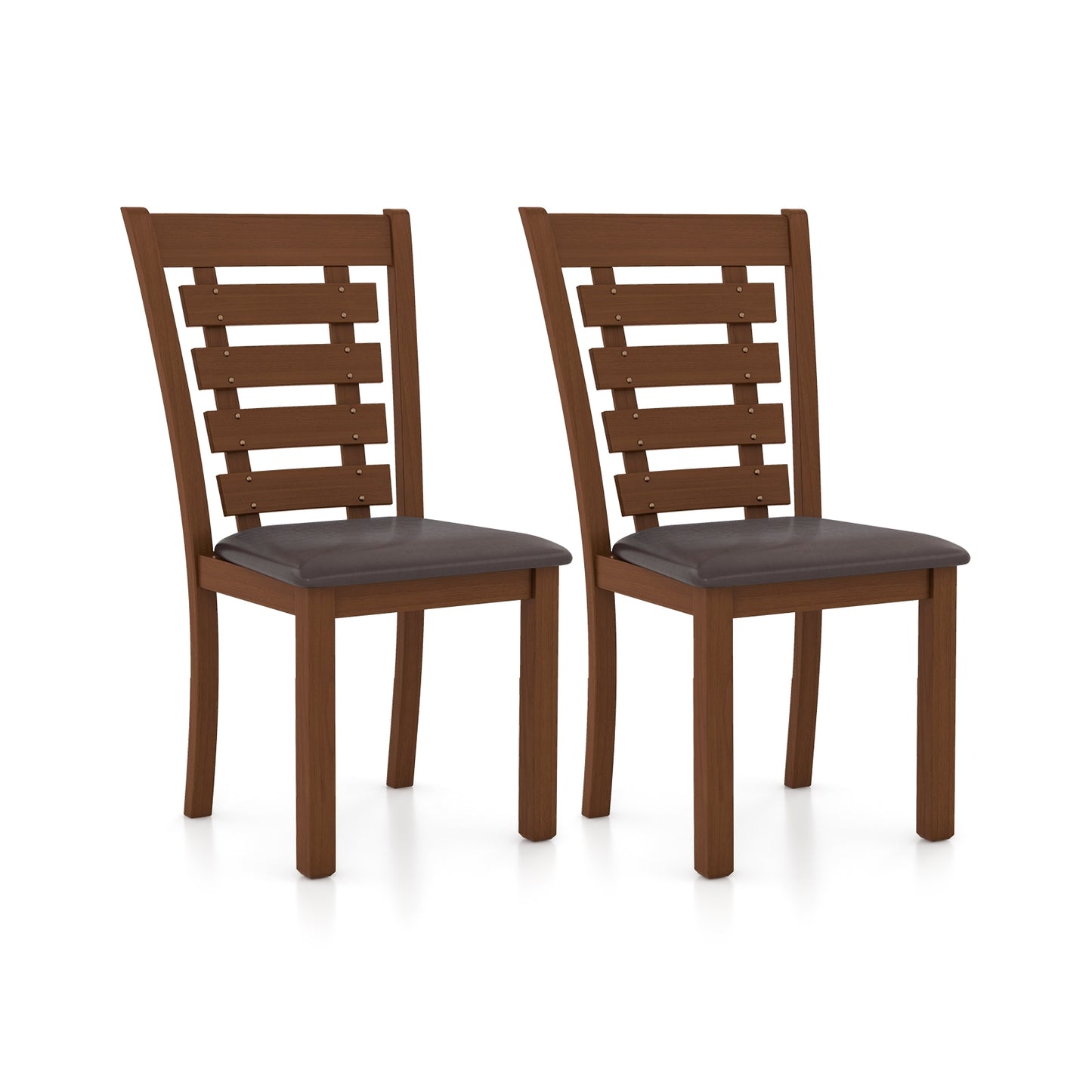 Upholstered Wooden Dining Chairs with Sturdy Rubber Wood Frame - Set of 2