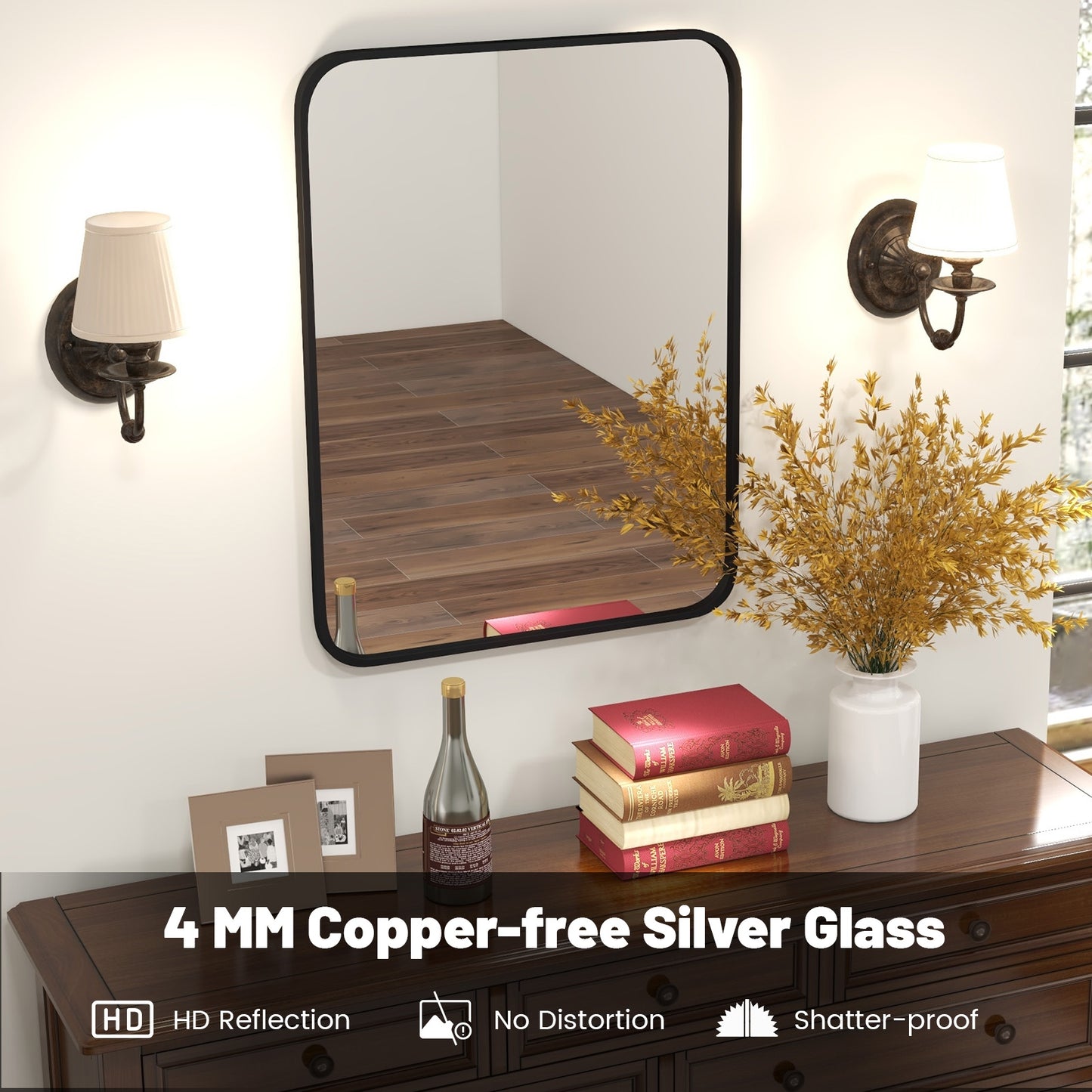 24 x 32 Inch Rectangular Wall Mirror with Minimalist Design