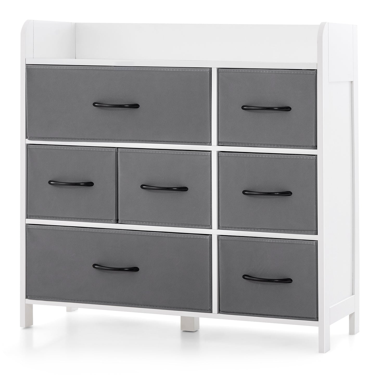 7 Drawer Fabric Dresser with Wood Top and Metal Frame for Bedroom Entryway or Closet Storage