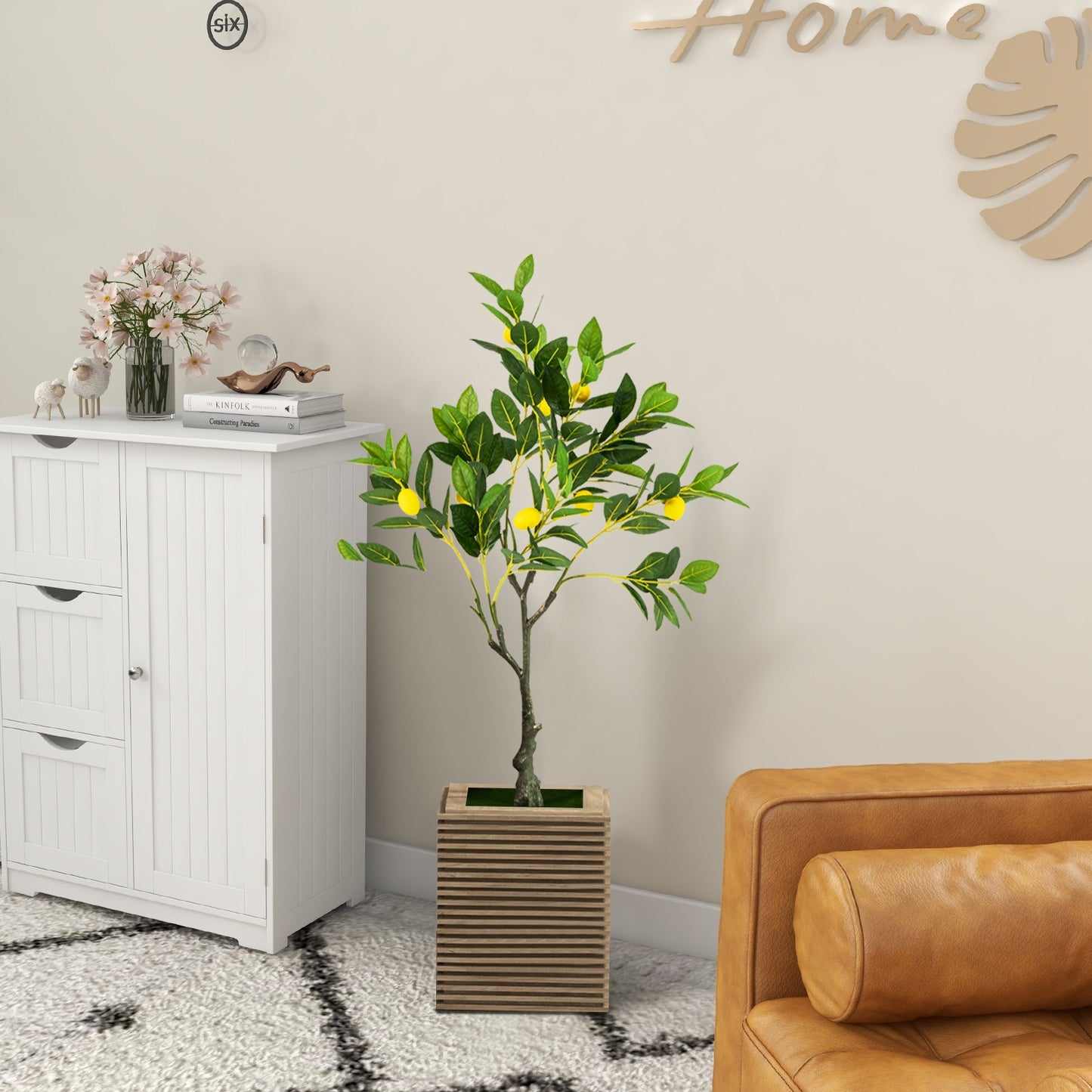 Lifelike Artificial Lemon Tree – 2.6/4/5.2 Feet Tall with Realistic Lemon Fruits