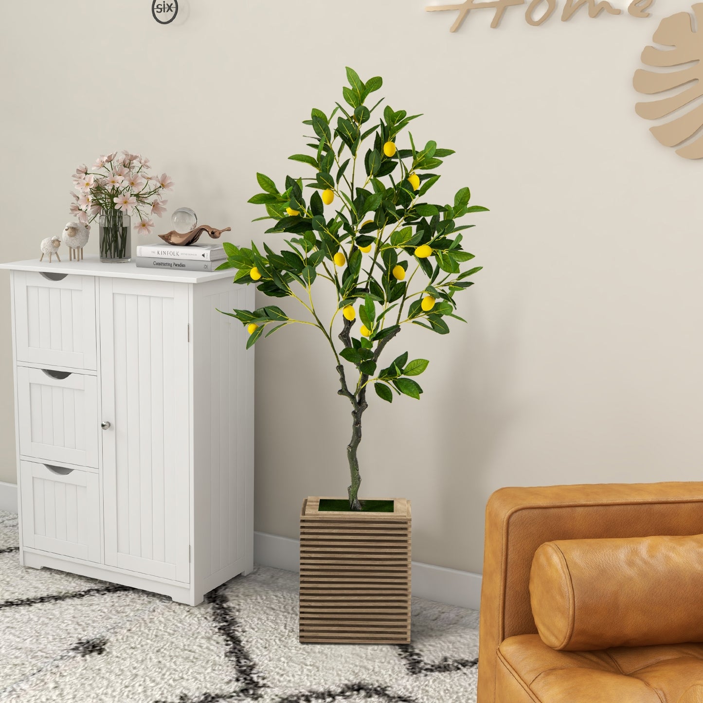 Lifelike Artificial Lemon Tree – 2.6/4/5.2 Feet Tall with Realistic Lemon Fruits