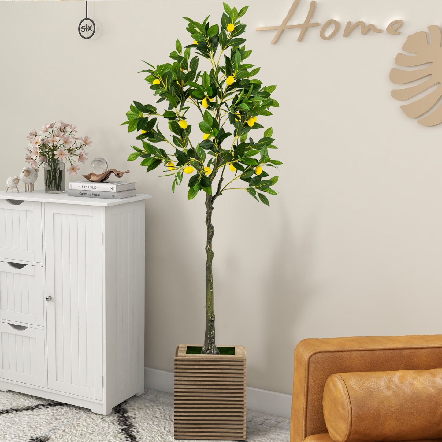 Lifelike Artificial Lemon Tree – 2.6/4/5.2 Feet Tall with Realistic Lemon Fruits