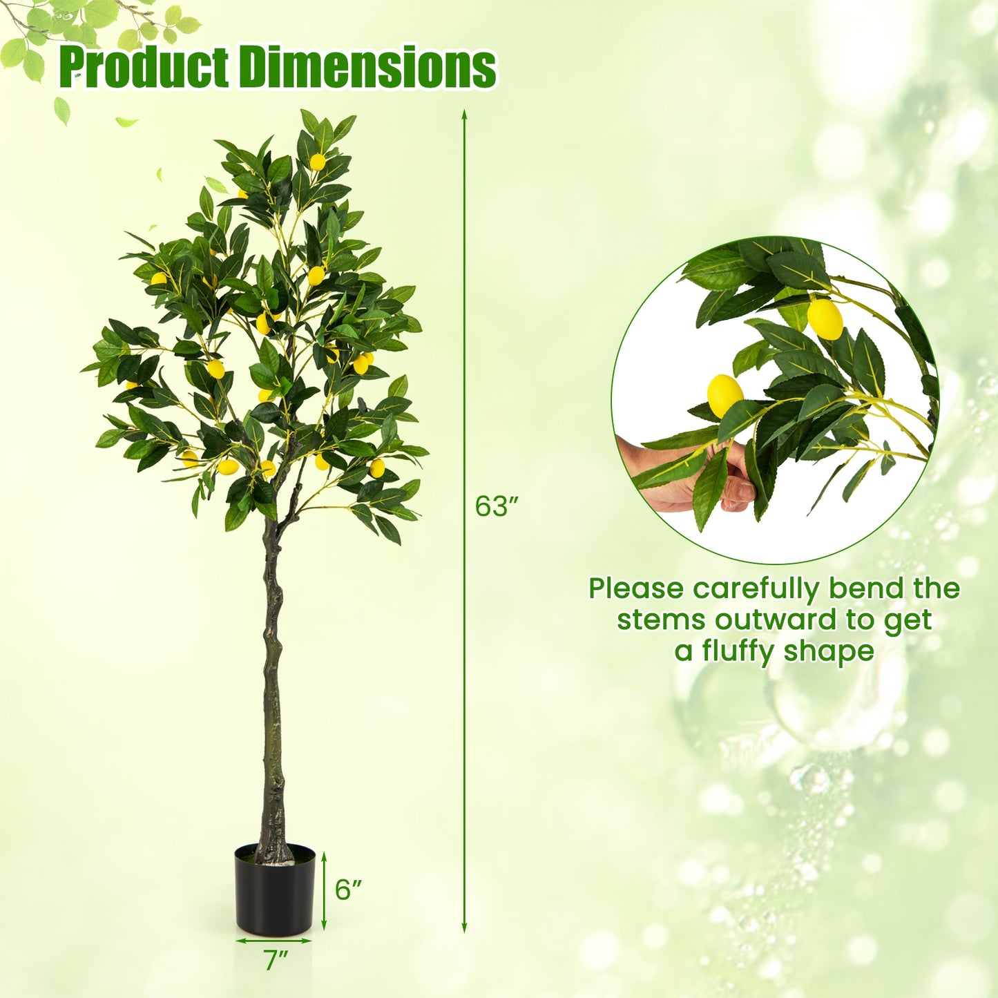 Lifelike Artificial Lemon Tree – 2.6/4/5.2 Feet Tall with Realistic Lemon Fruits