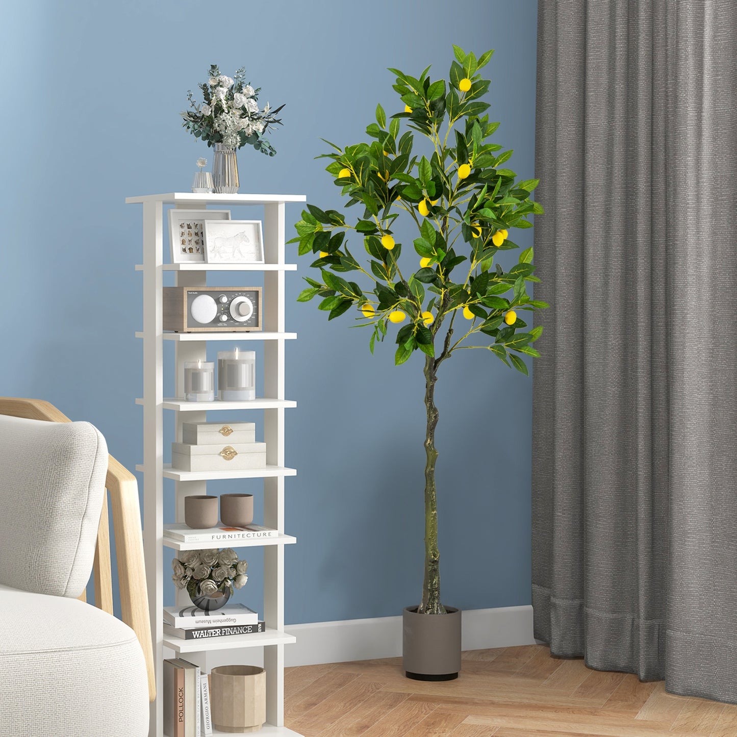 Lifelike Artificial Lemon Tree – 2.6/4/5.2 Feet Tall with Realistic Lemon Fruits