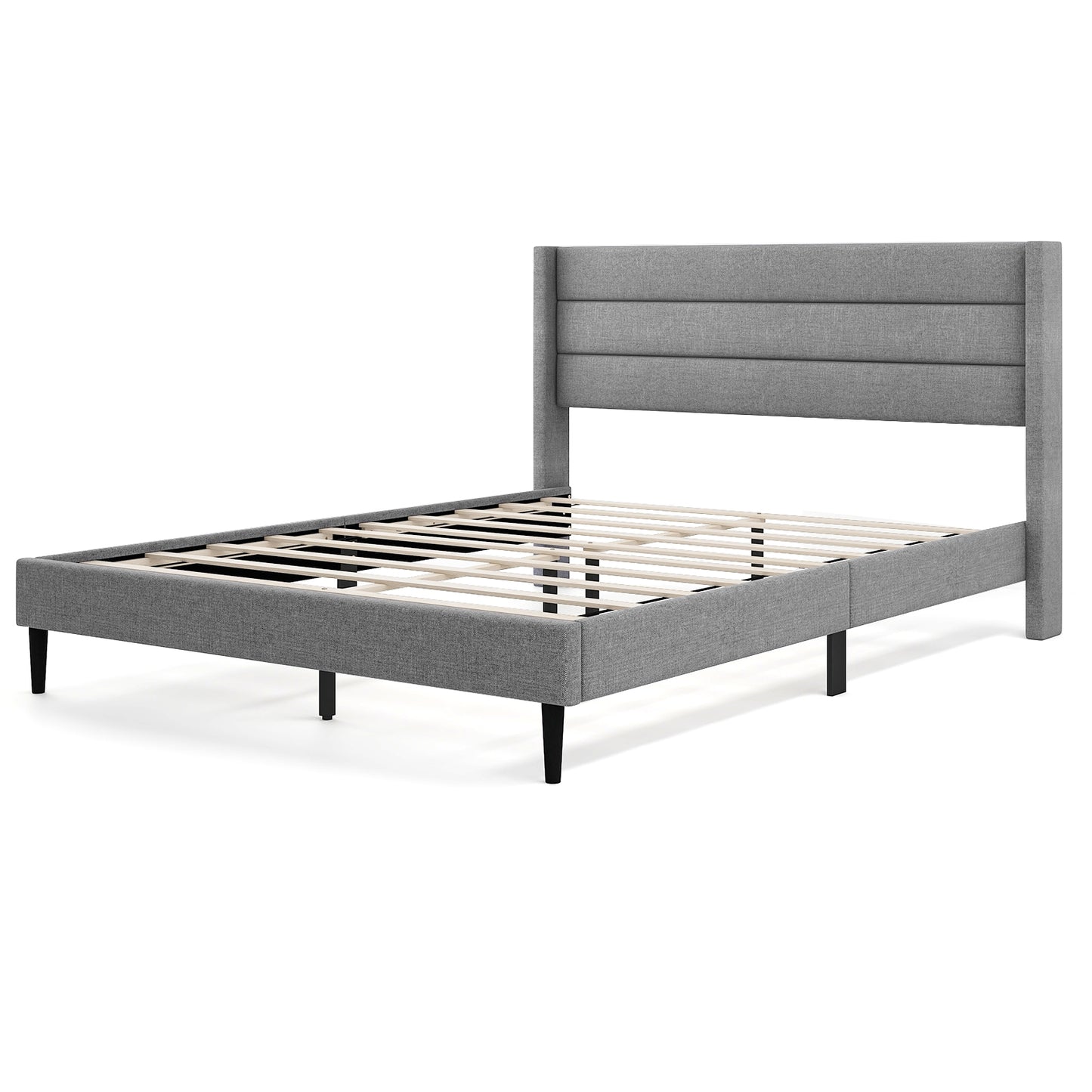 Stylish Linen Upholstered Platform Bed Frame with Wingback Headboard - Queen Size