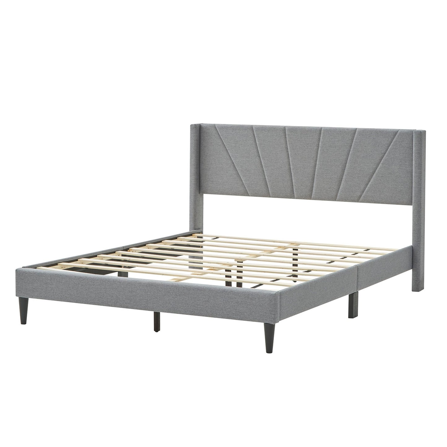Elegant Linen Upholstered Wingback Bed Frame - Queen Size