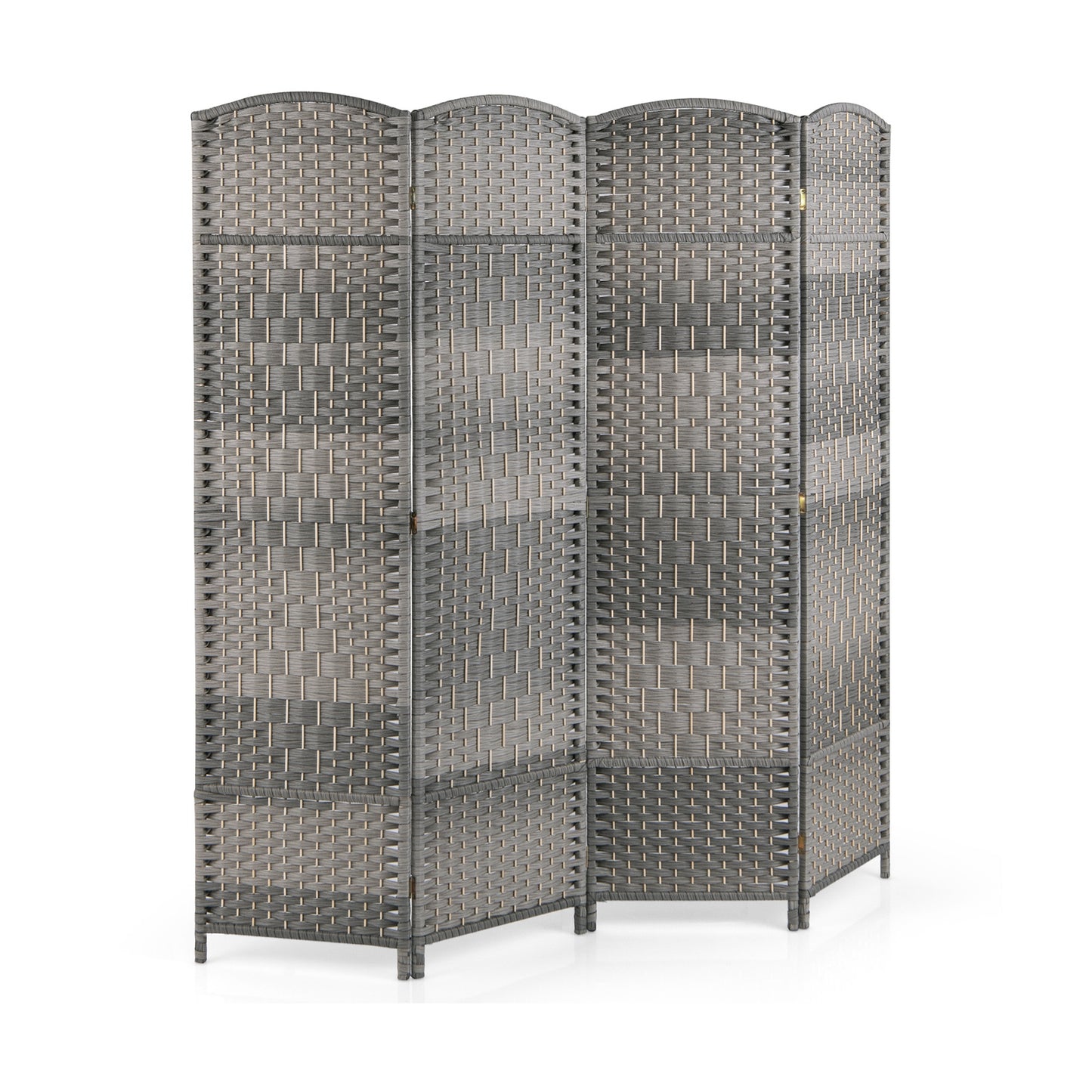 4 Panel Hand-Woven Folding Privacy Screen for Home Office and Living Room