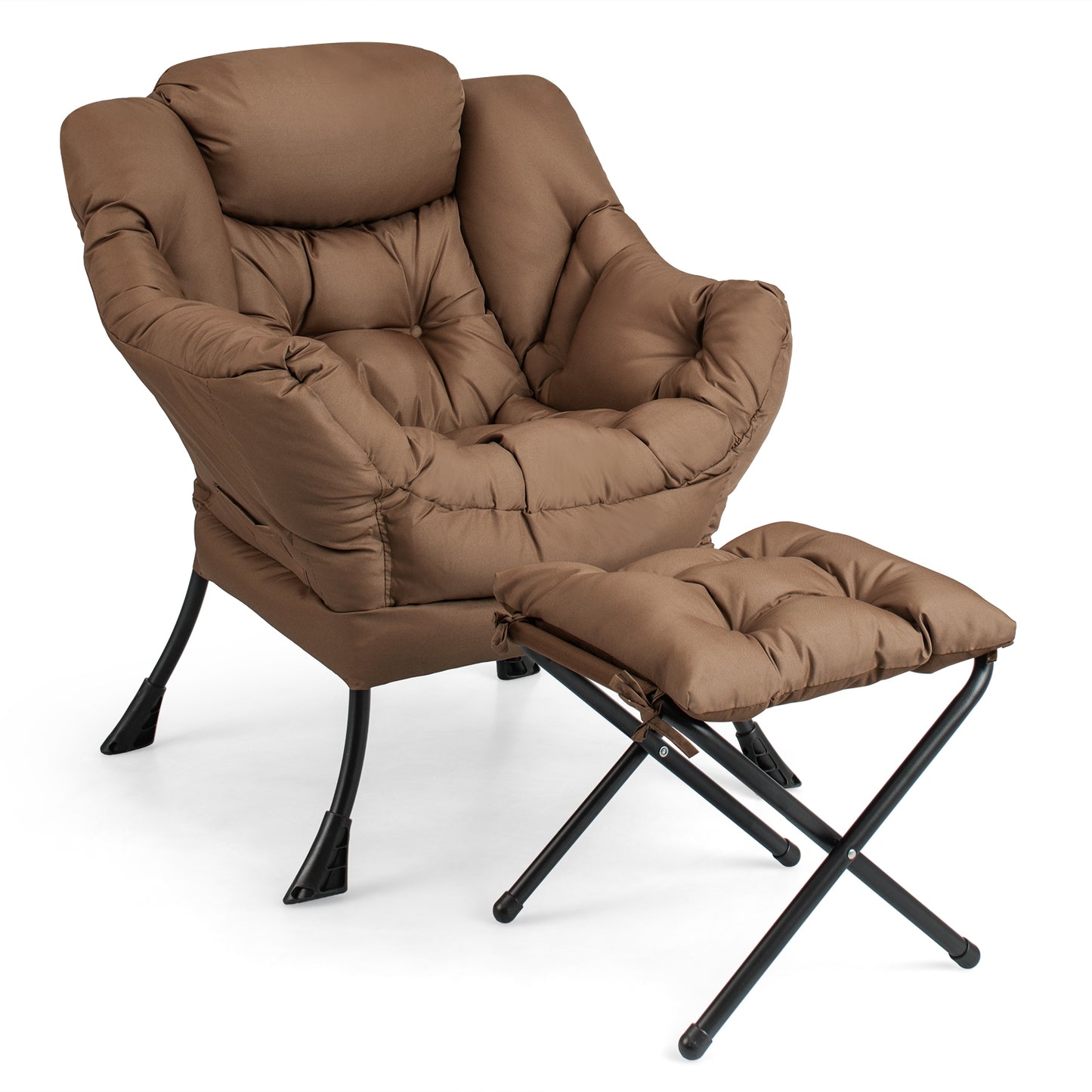 Comfortable Sofa Chair with Footrest and Convenient Side Pocket - Brown