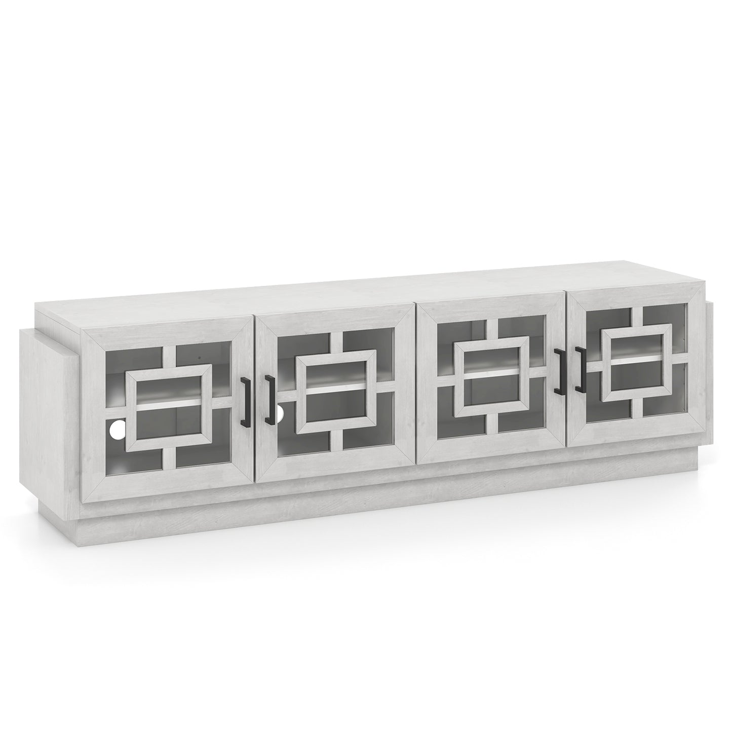 Spacious 4 Door Media Console with Adjustable Shelves for TVs up to 75 Inches