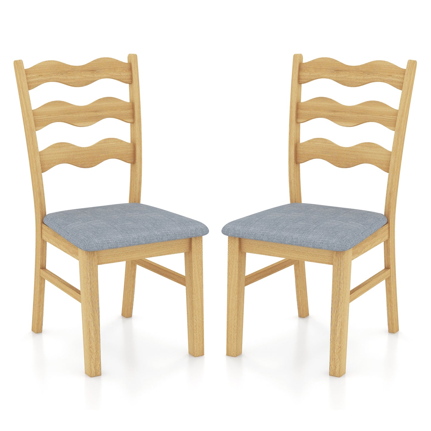 Elegant Linen Fabric Upholstered Dining Chairs with Padded Seat – Set of 2