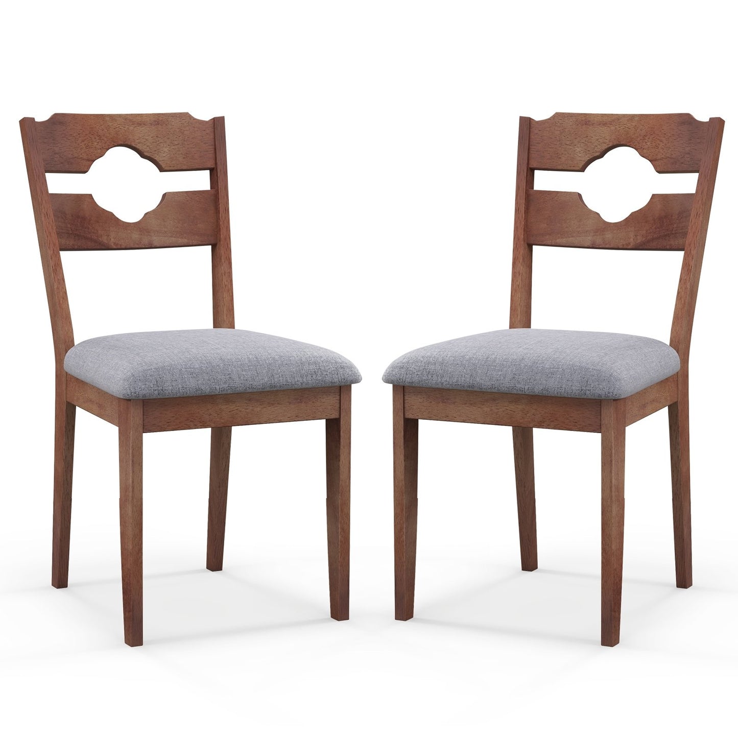 Elegant Dining Chair Set of 2 with High Backrest and Padded Fabric Seat