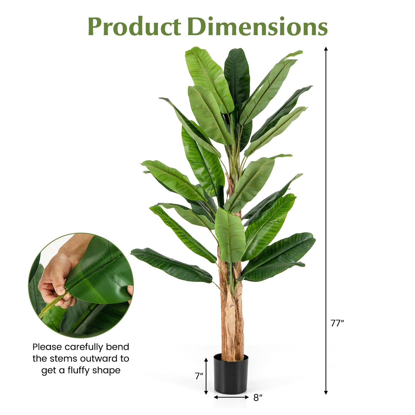 Elegant 5.5/6.5 Feet Artificial Banana Tree – Vibrant Green Leaves & Sturdy Natural Bark Design