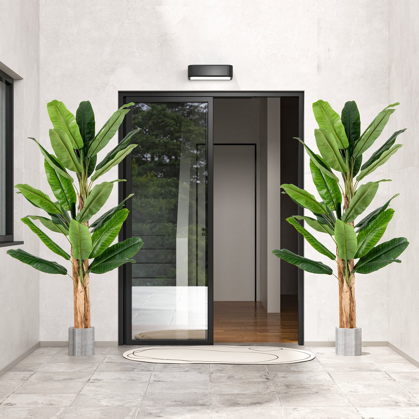 Elegant 5.5/6.5 Feet Artificial Banana Tree – Vibrant Green Leaves & Sturdy Natural Bark Design