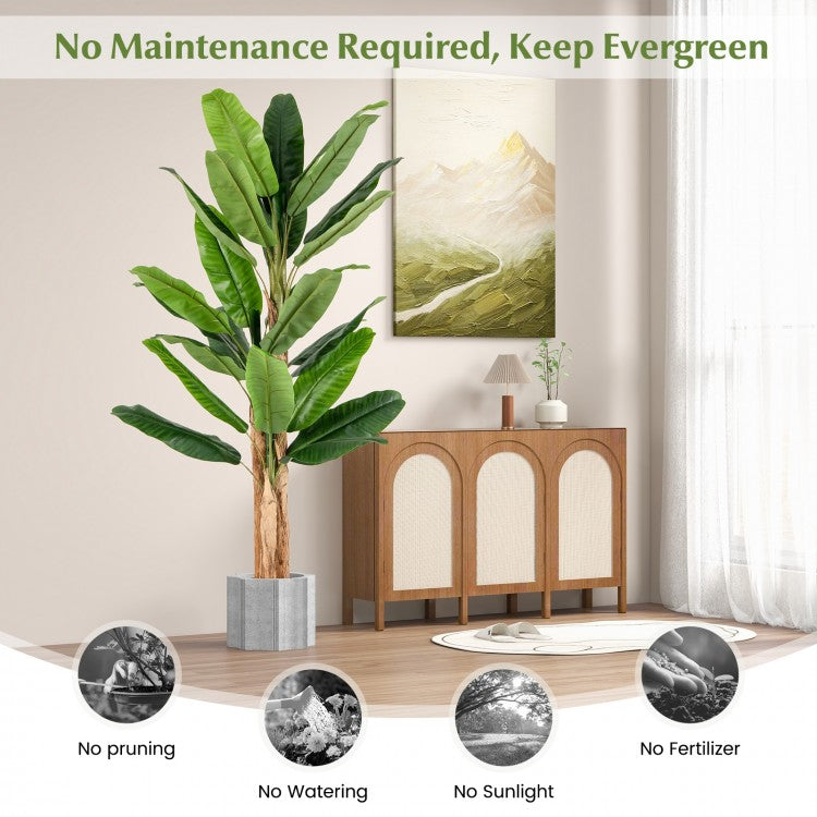 Elegant 5.5/6.5 Feet Artificial Banana Tree – Vibrant Green Leaves & Sturdy Natural Bark Design