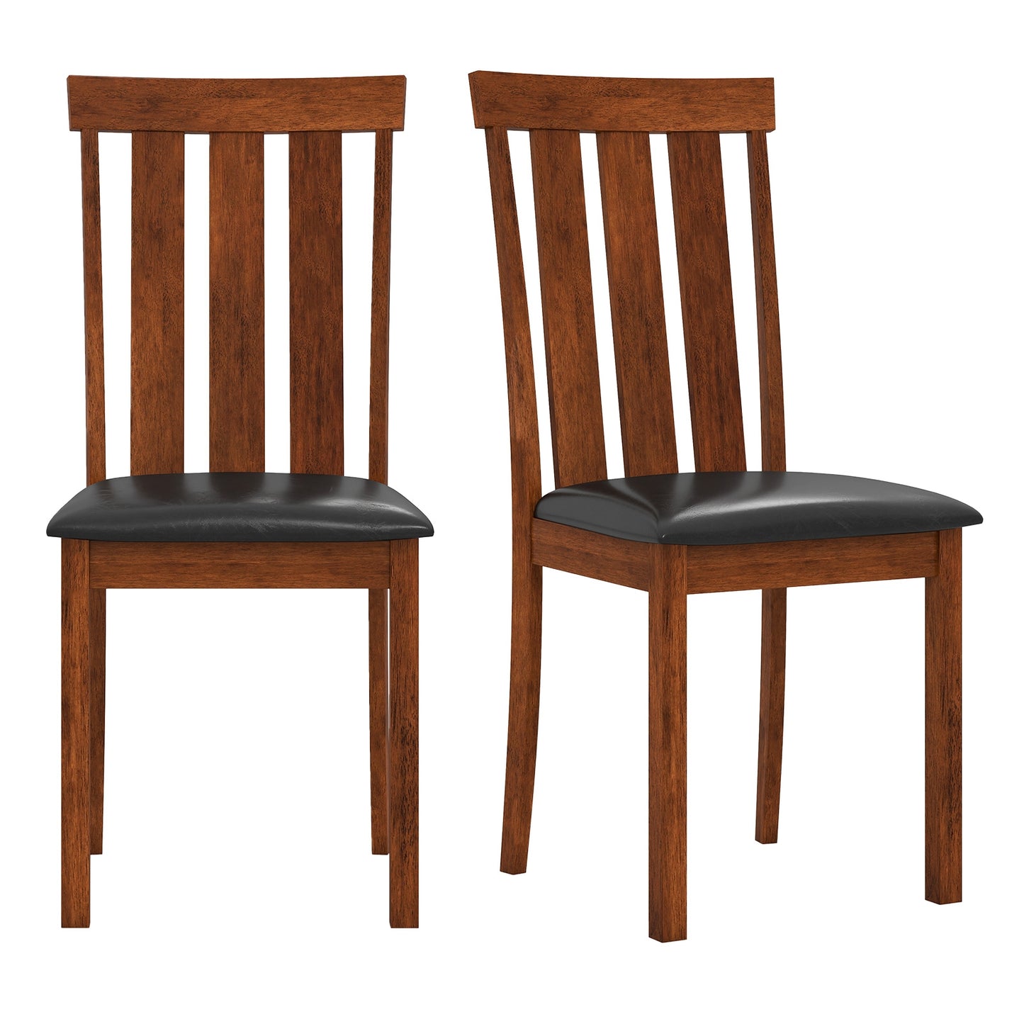 PU Leather Dining Chairs with Solid Rubber Wood Frame Set of 2