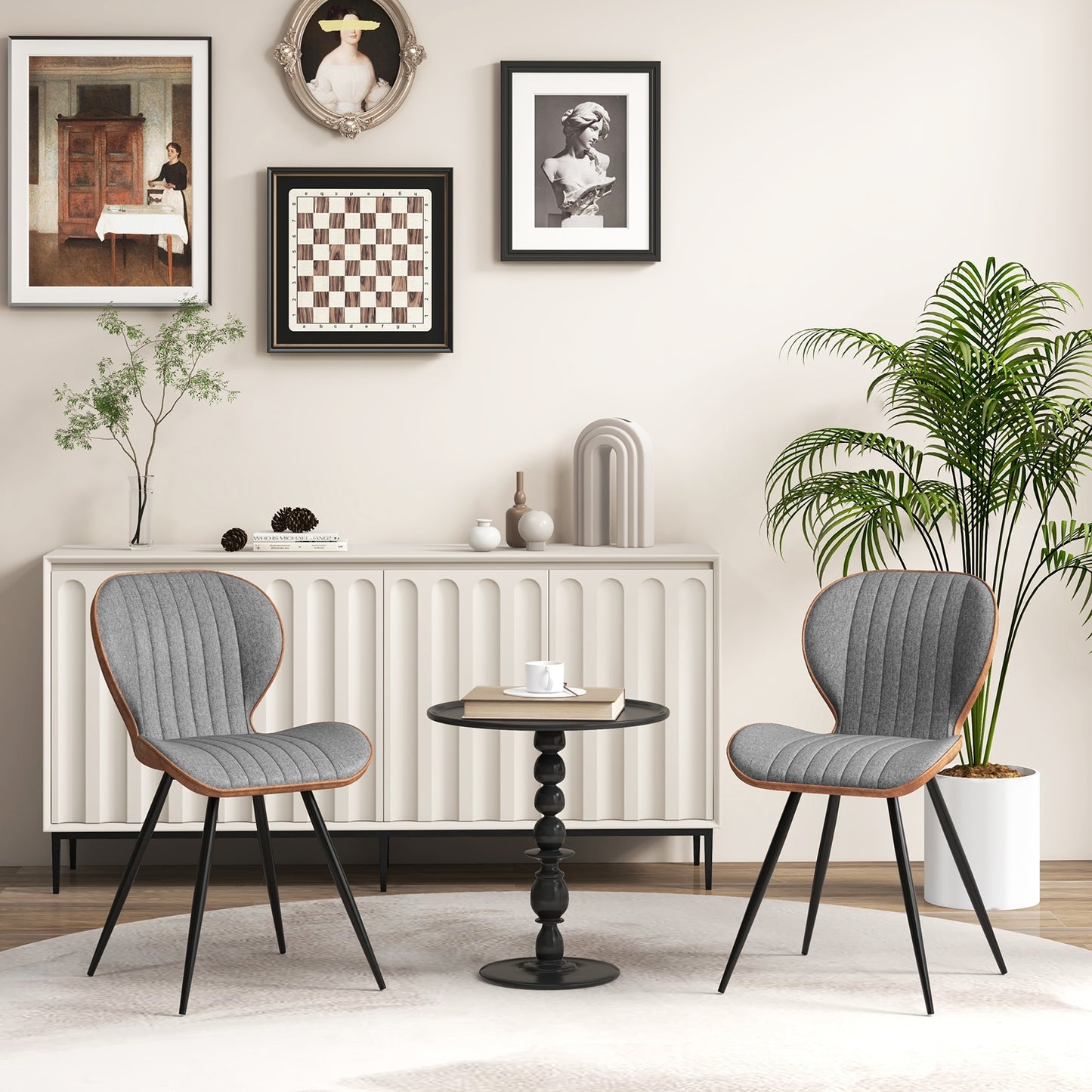 Modern Armless Dining Chairs with Curved Backrest and Stylish Upholstery Set of 2