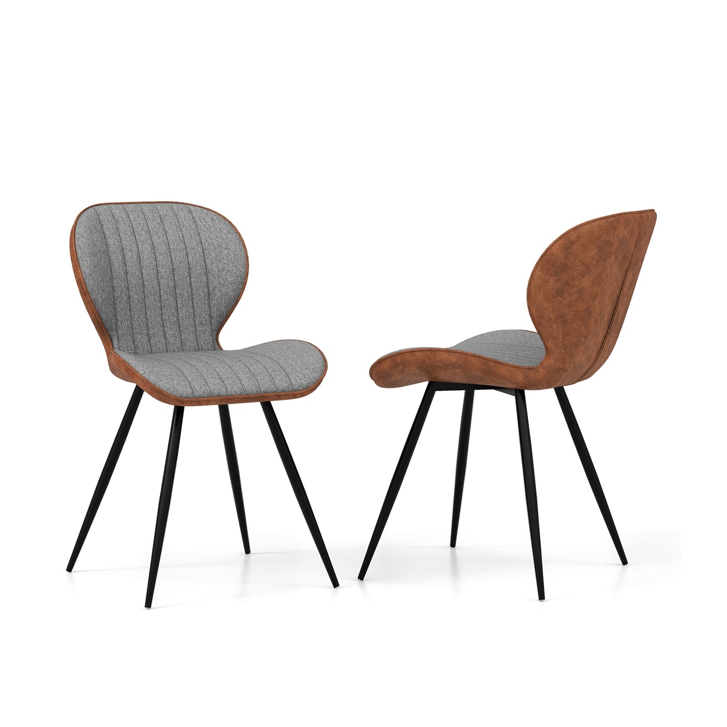 Modern Armless Dining Chairs with Curved Backrest and Stylish Upholstery Set of 2