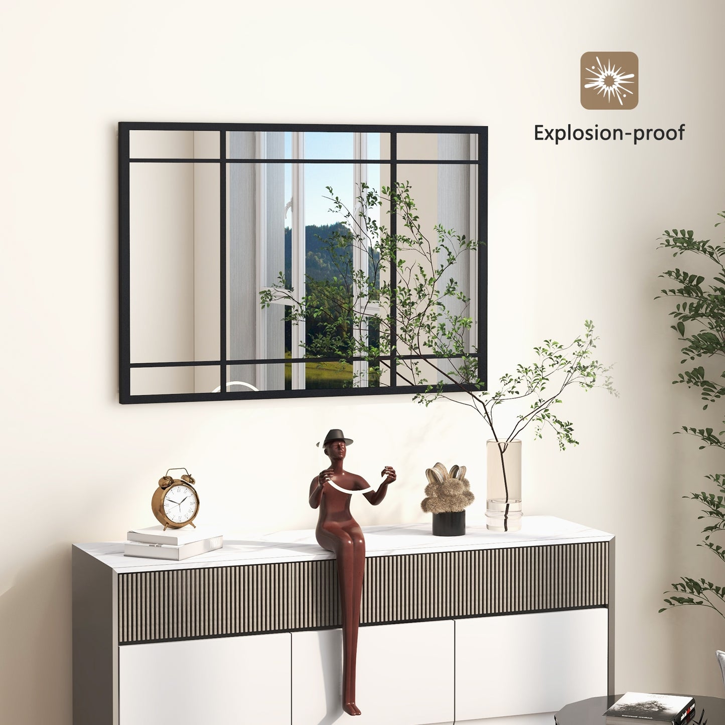 40 x 28 Inch Metal Framed Wall Mirror – Decorative Hanging Mirror