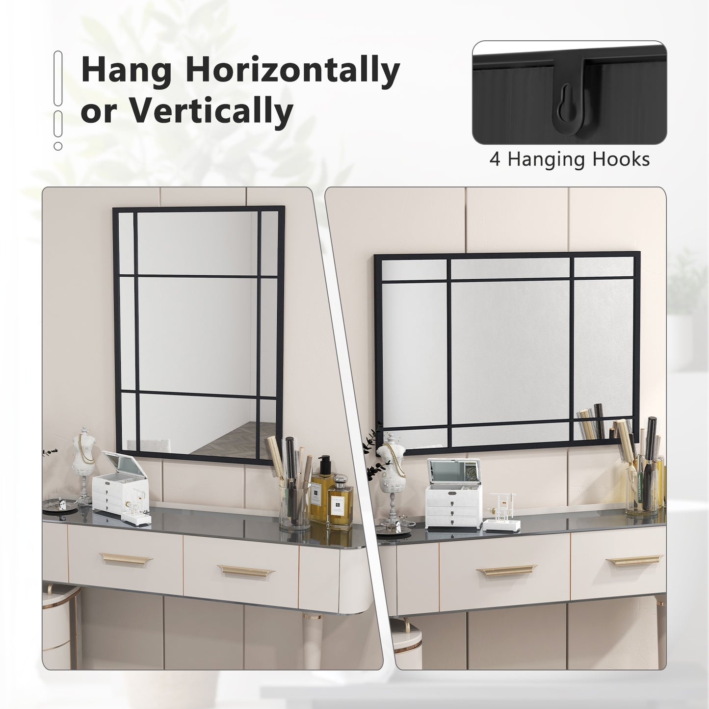 40 x 28 Inch Metal Framed Wall Mirror – Decorative Hanging Mirror